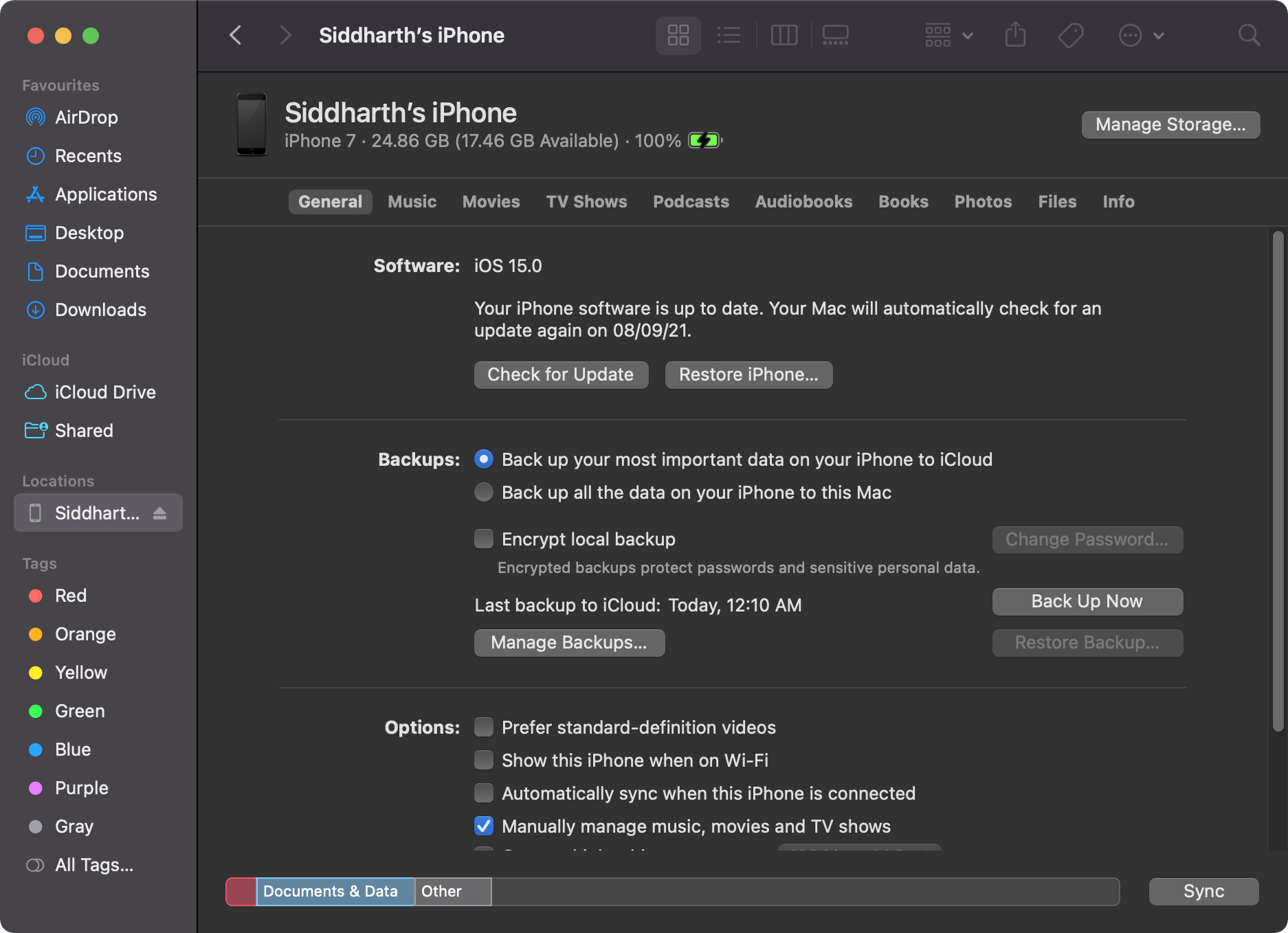 Backup iPhone Mac