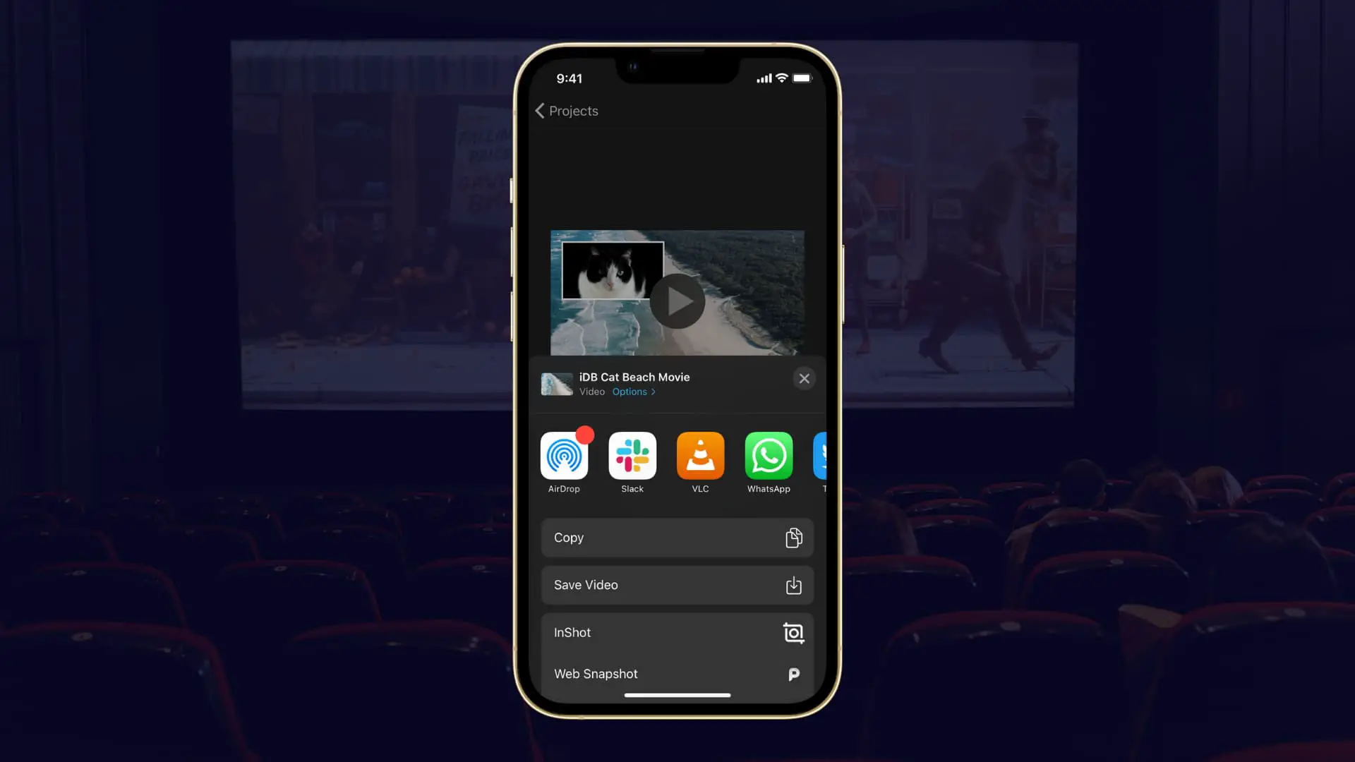 Esporta il progetto iMovie dal tuo iPhone