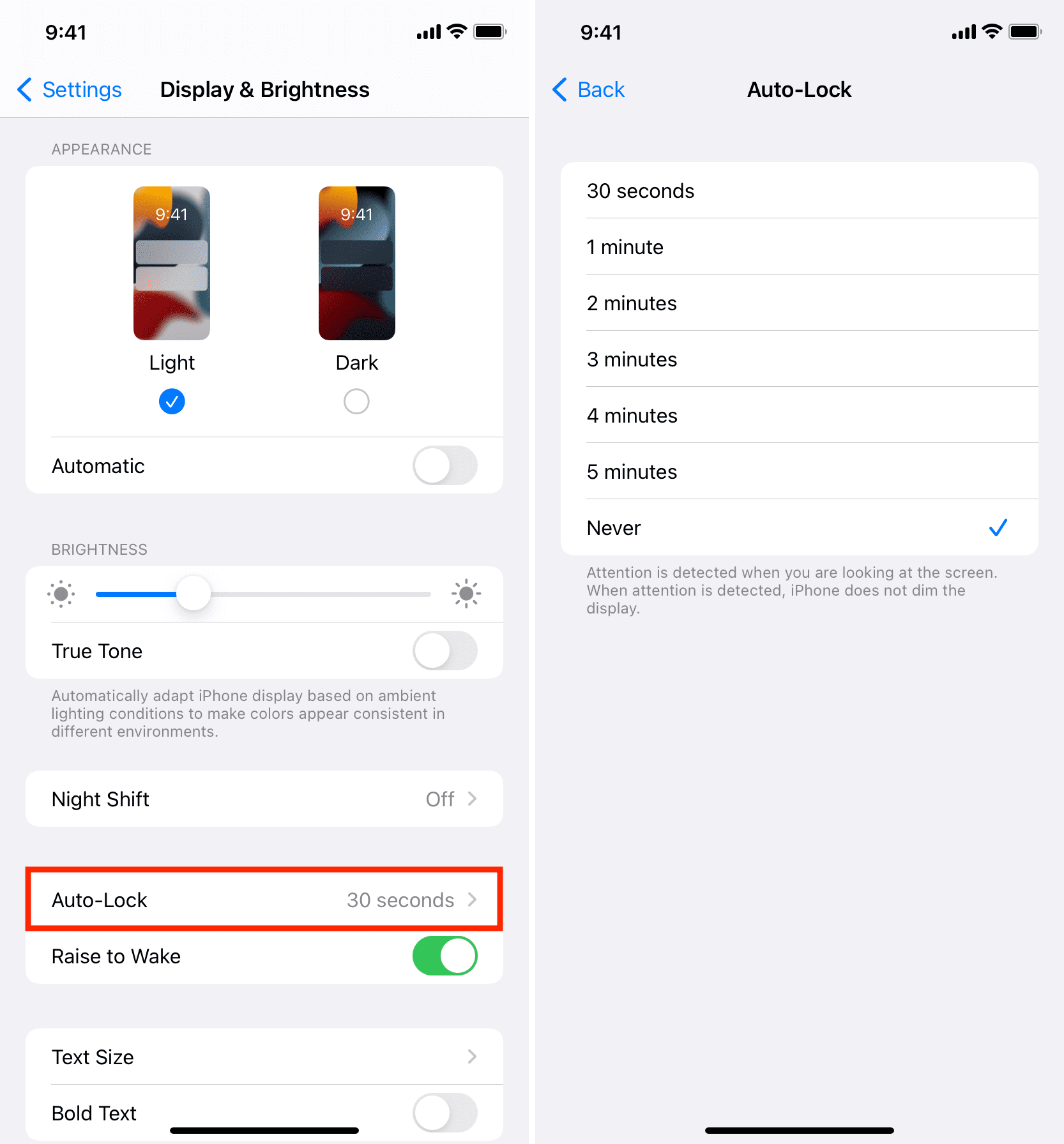 Impostazioni di blocco automatico su iPhone