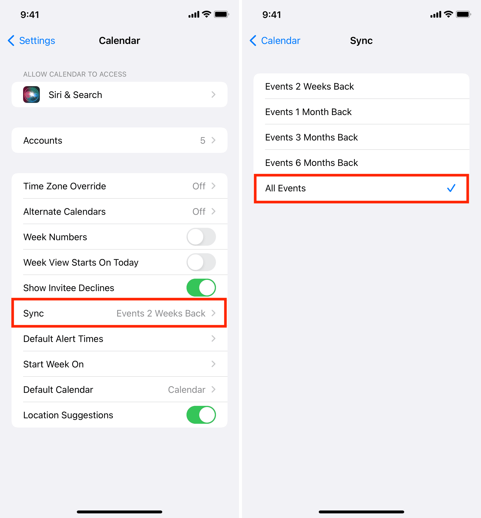 Sincronizza tutti gli eventi del calendario su iPhone