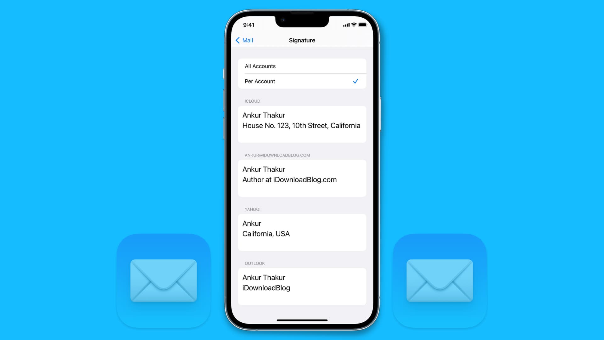 Più firme e-mail su iPhone
