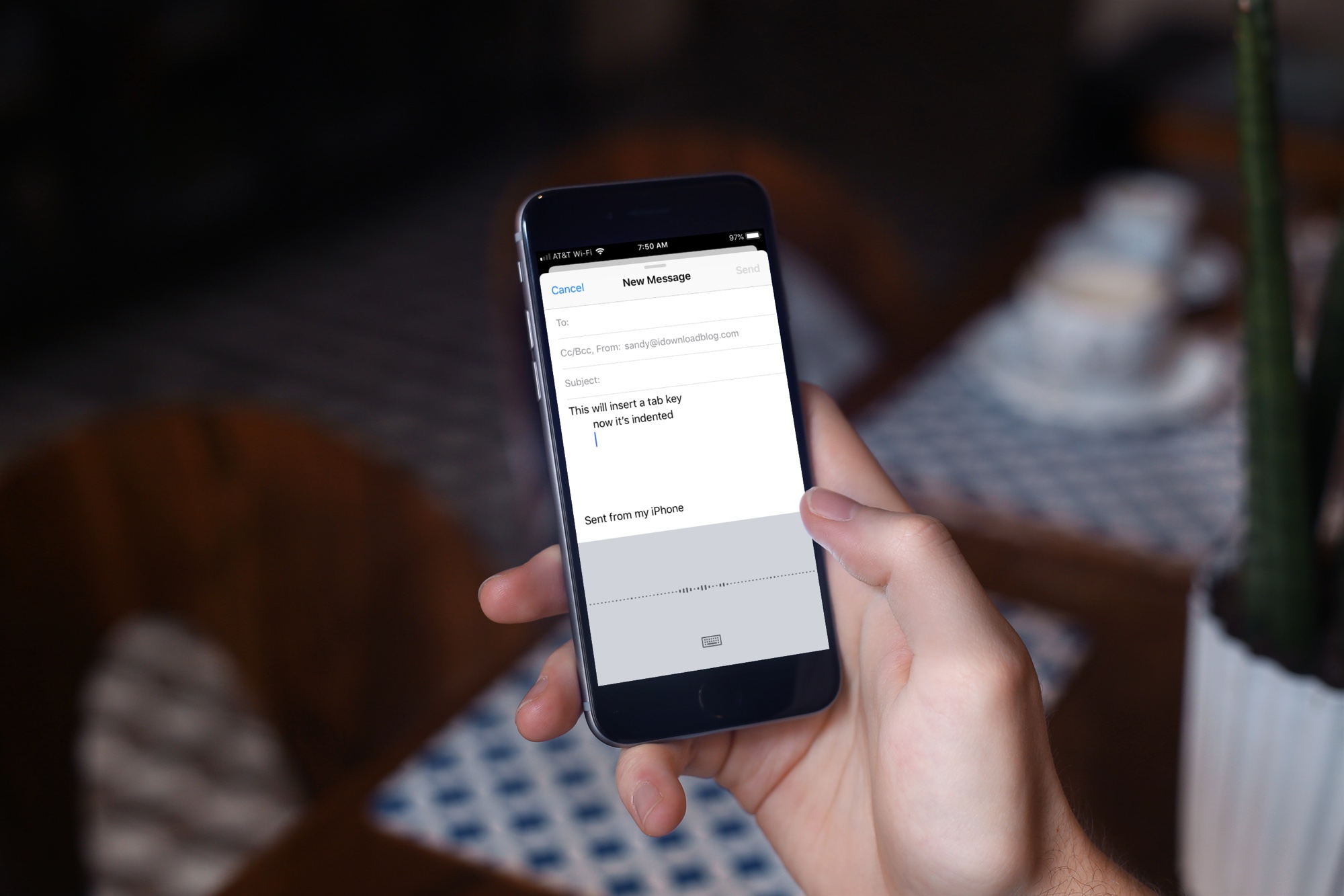 Tasto Tab sulla tastiera dell'iPhone