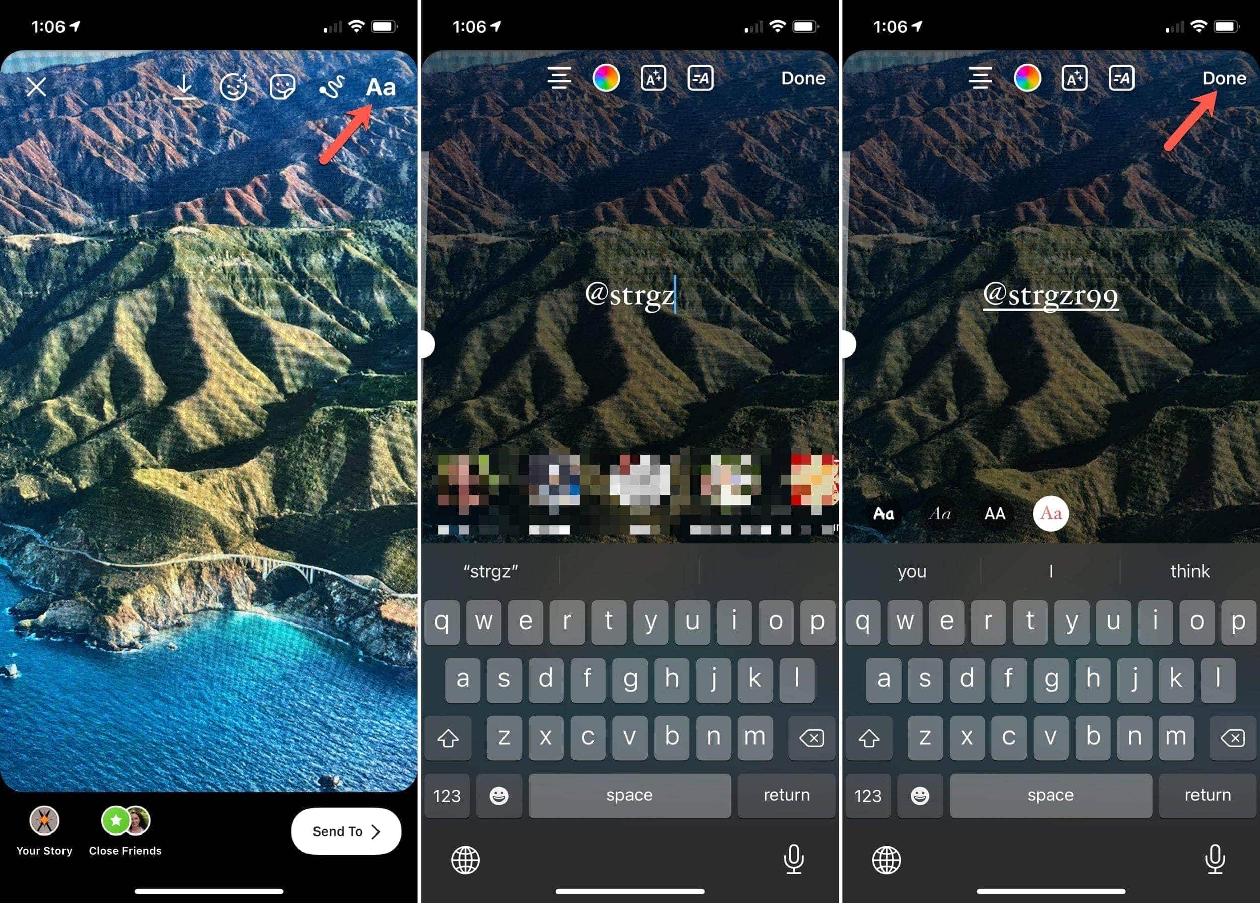 Menzione Instagram con testo