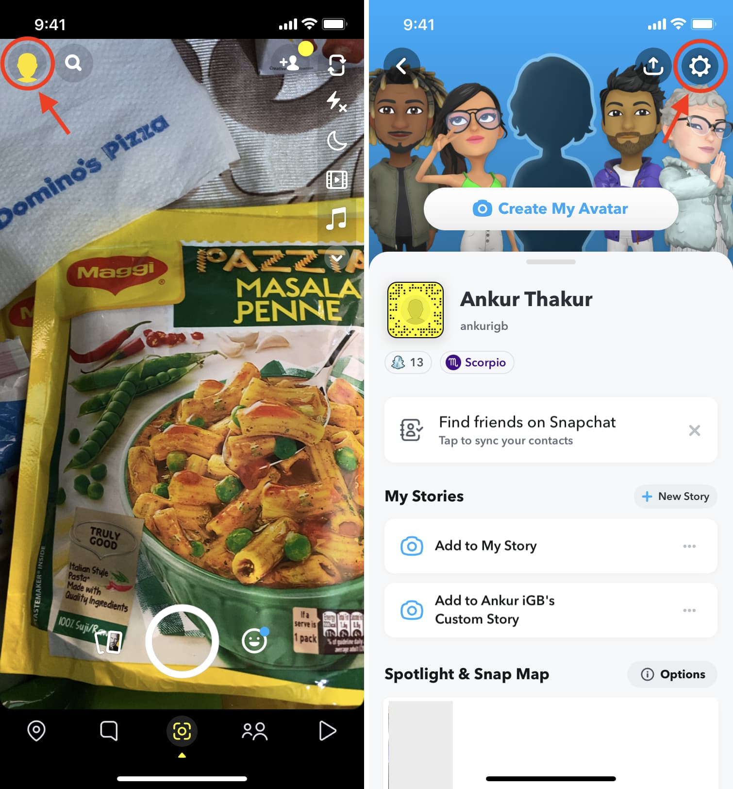 Vai alle impostazioni di Snapchat