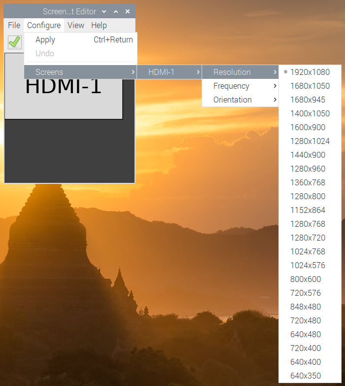 Configurazione dello schermo Modifica la risoluzione dello schermo su RPi