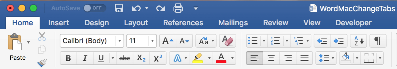 Schede principali di Word