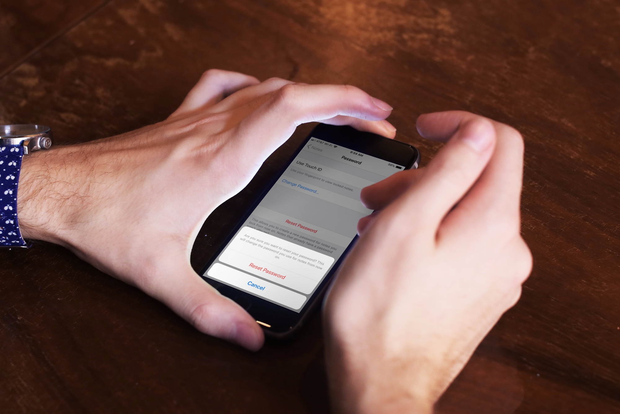 Reimposta la password dell'app Note su iPhone