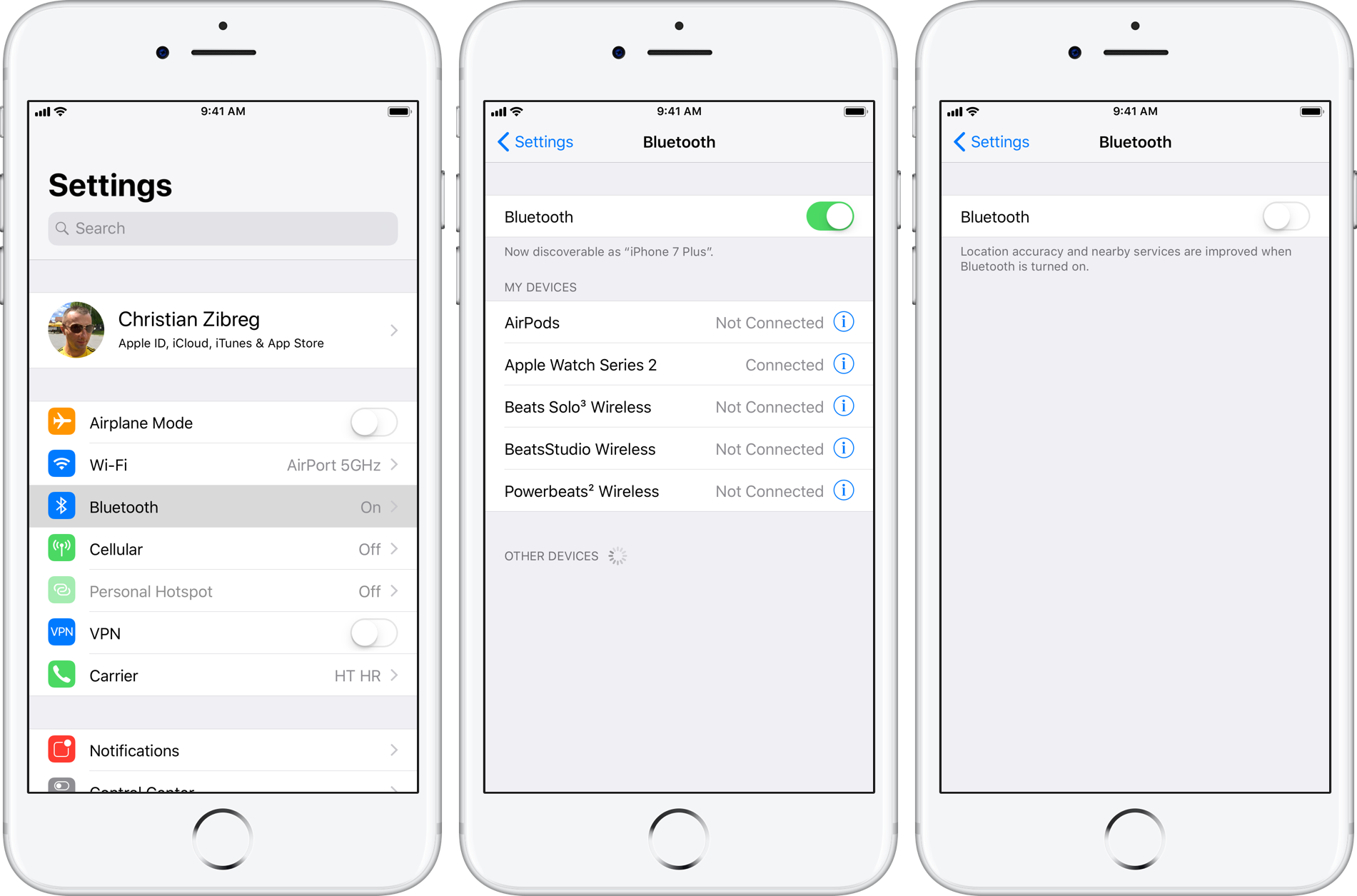 Disattiva il Bluetooth