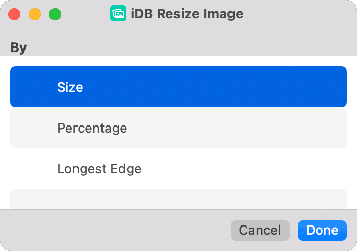Imposta la tua scelta di ridimensionamento della foto