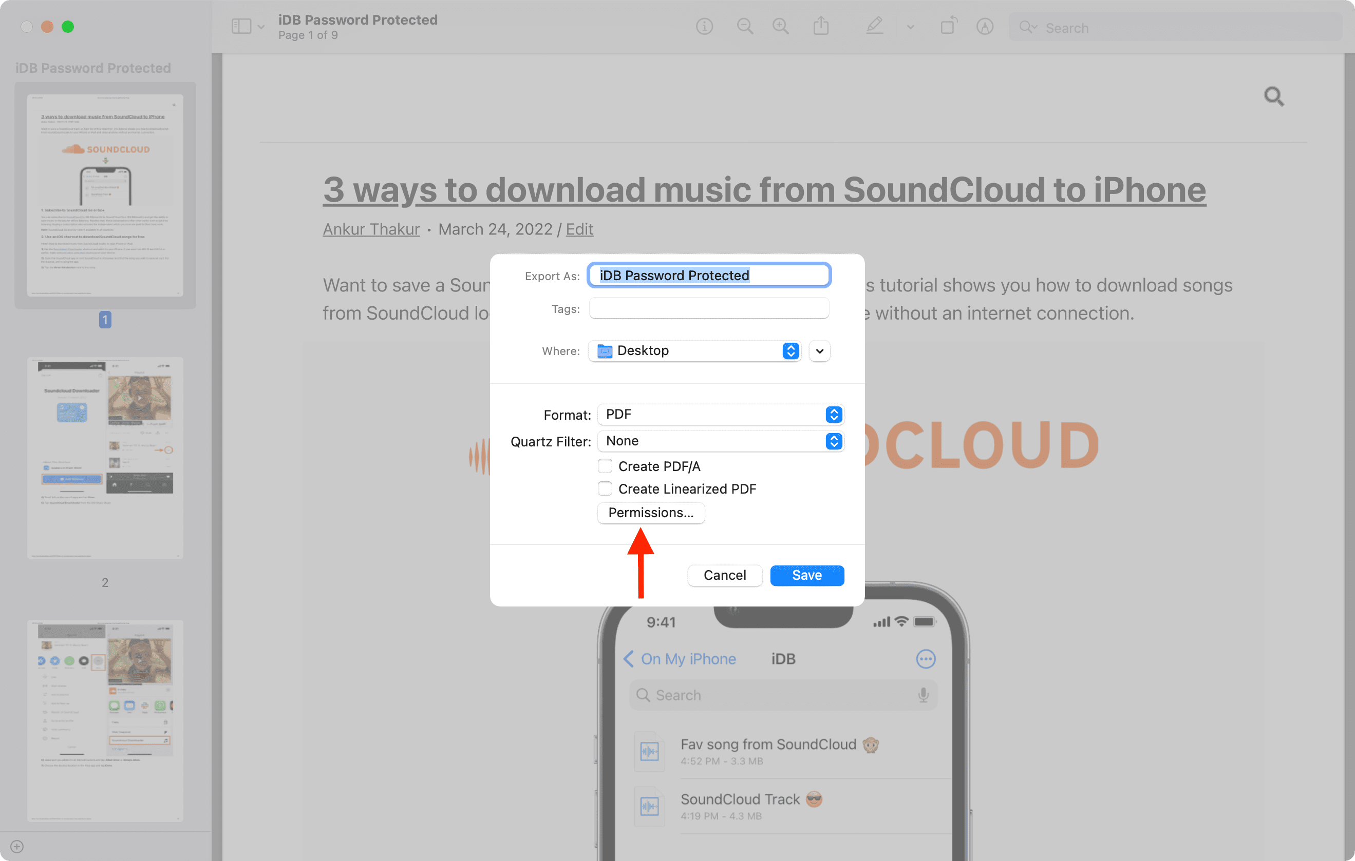 Autorizzazioni PDF in Anteprima su Mac