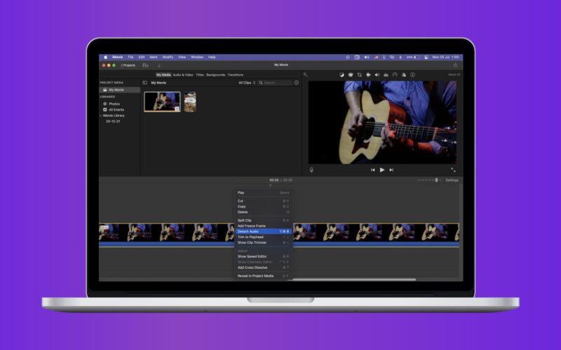 Come rimuovere l'audio da un file video con iMovie su Mac