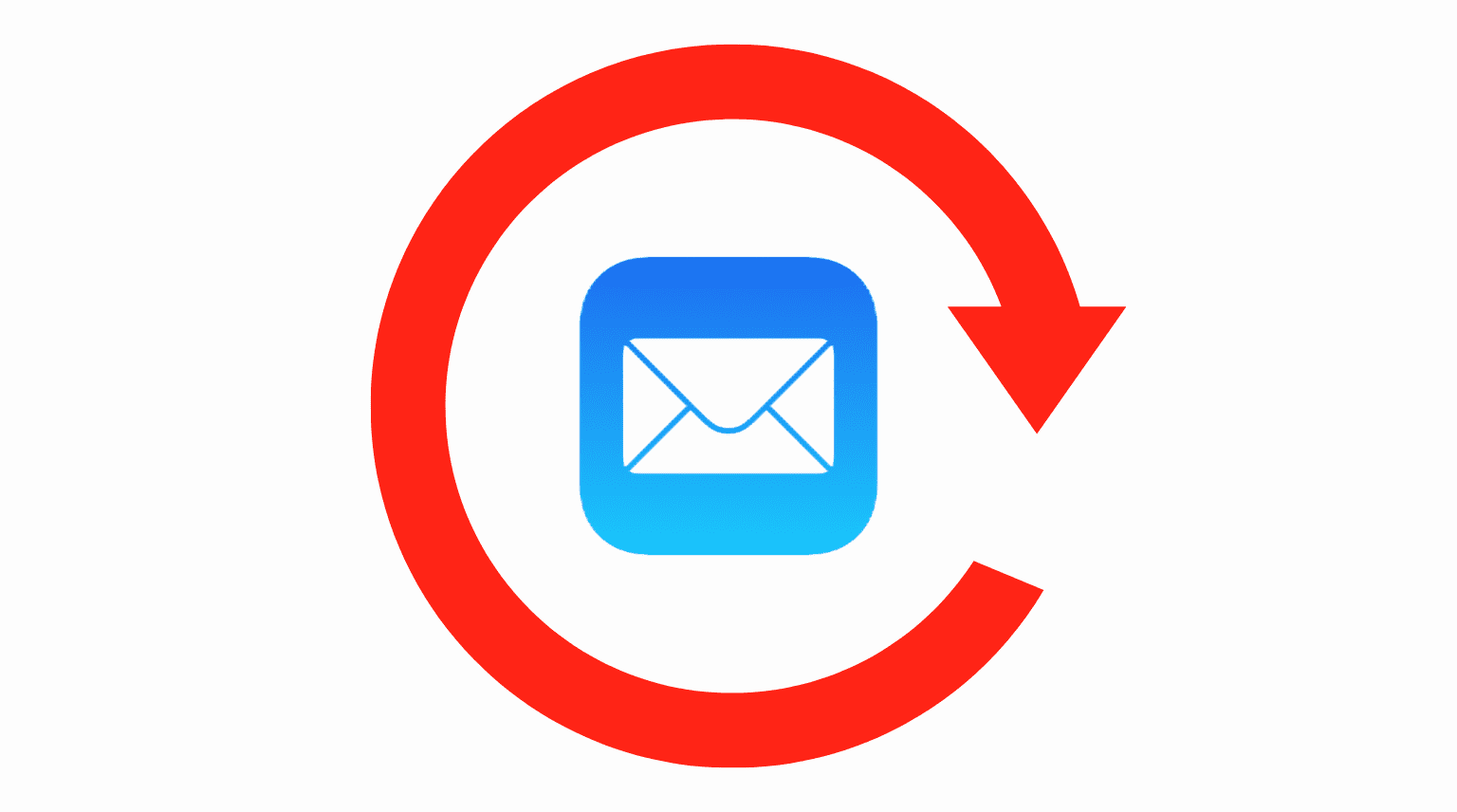 Icona dell'app Apple Mail all'interno di una freccia curva rossa che mostra che è stata ripristinata