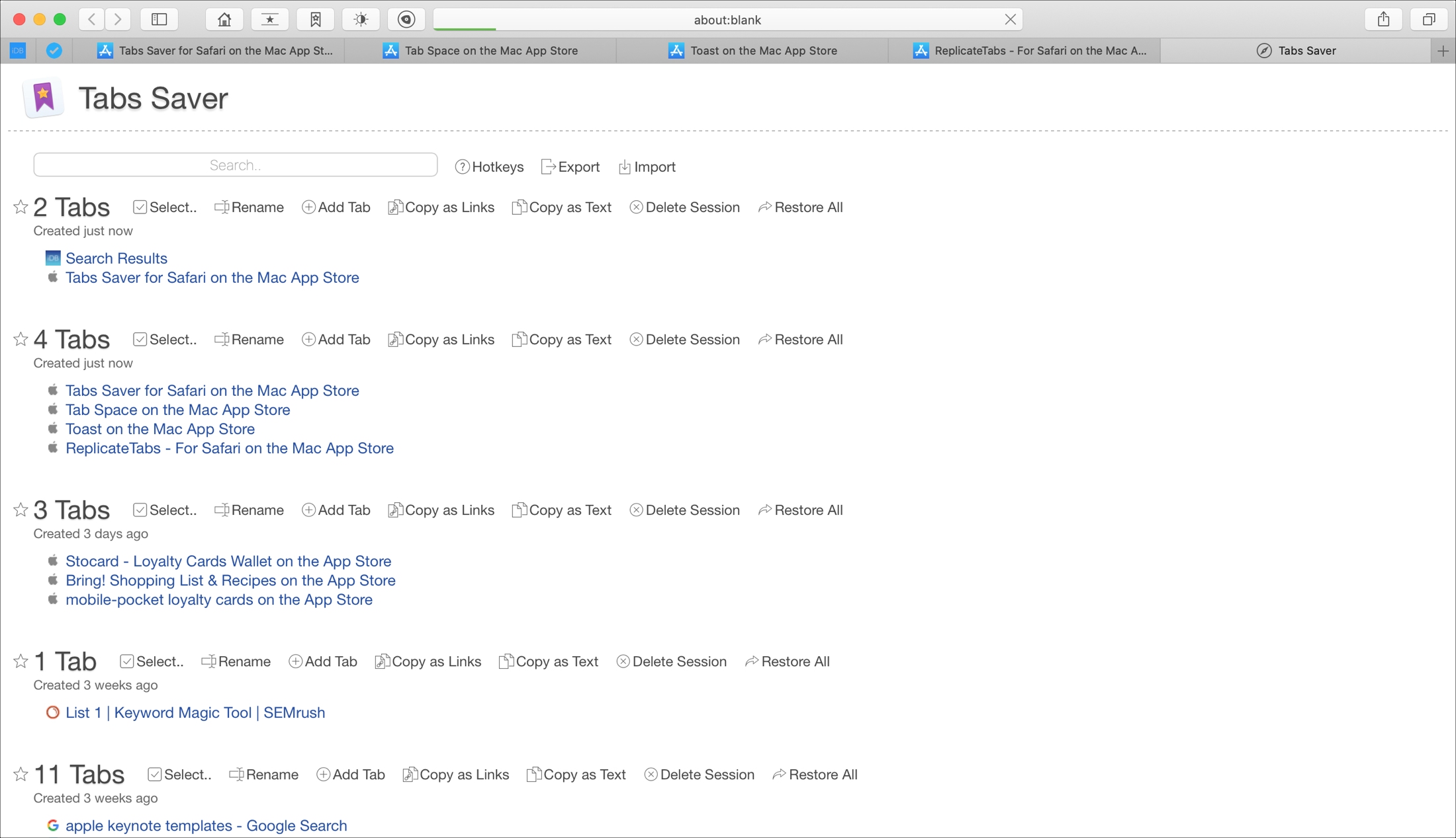 Salva le schede Safari aperte - Tab Saver per Safari Mac