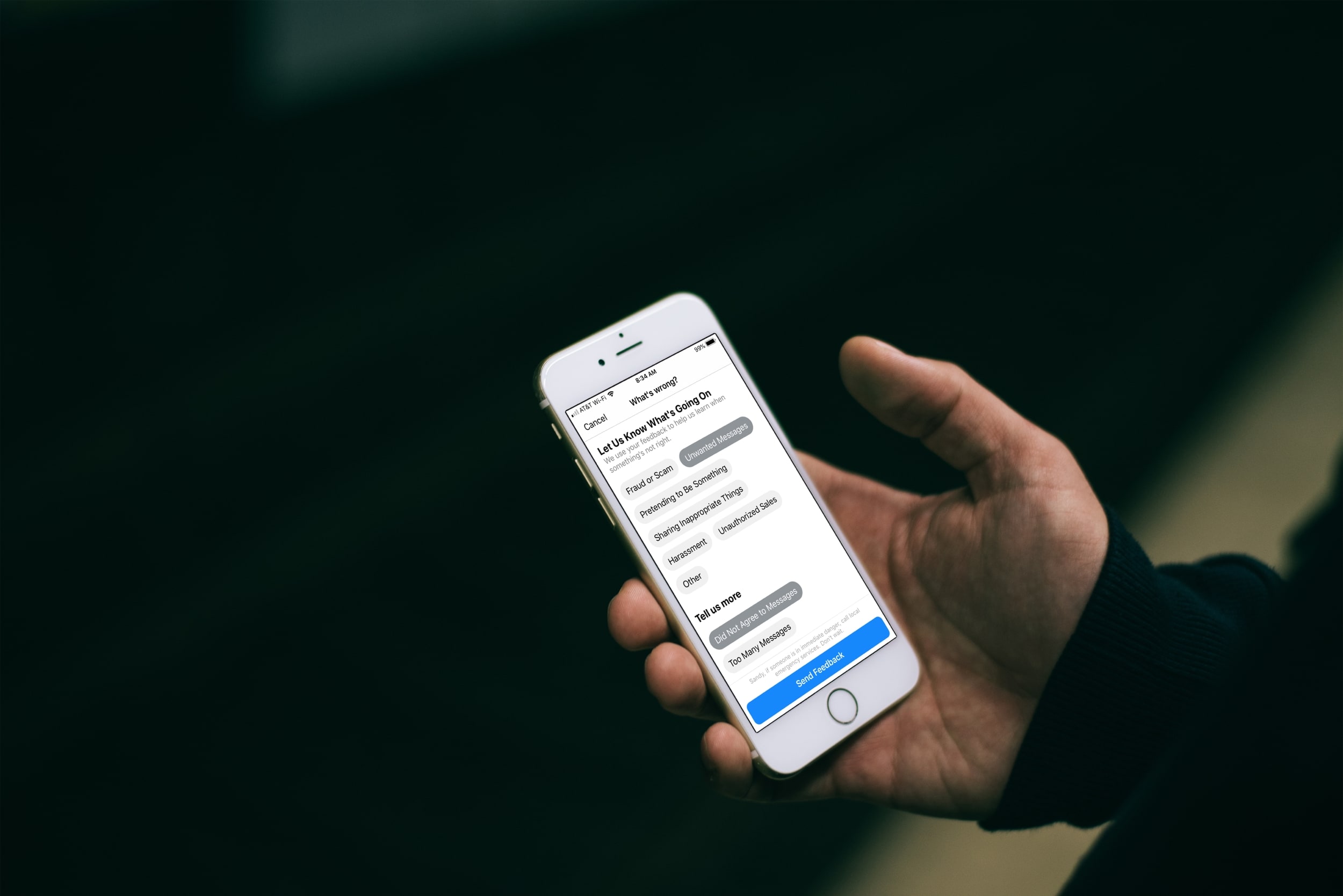 FB Messenger Segnala conversazioni iPhone