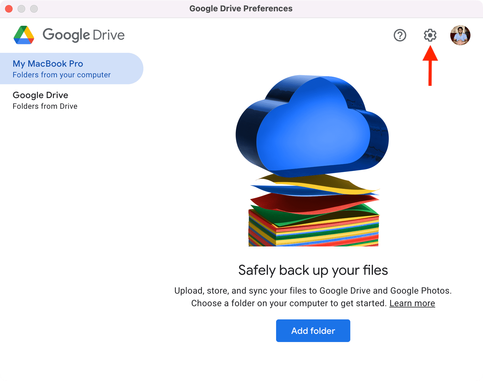Vai a Preferenze di Google Drive per Mac