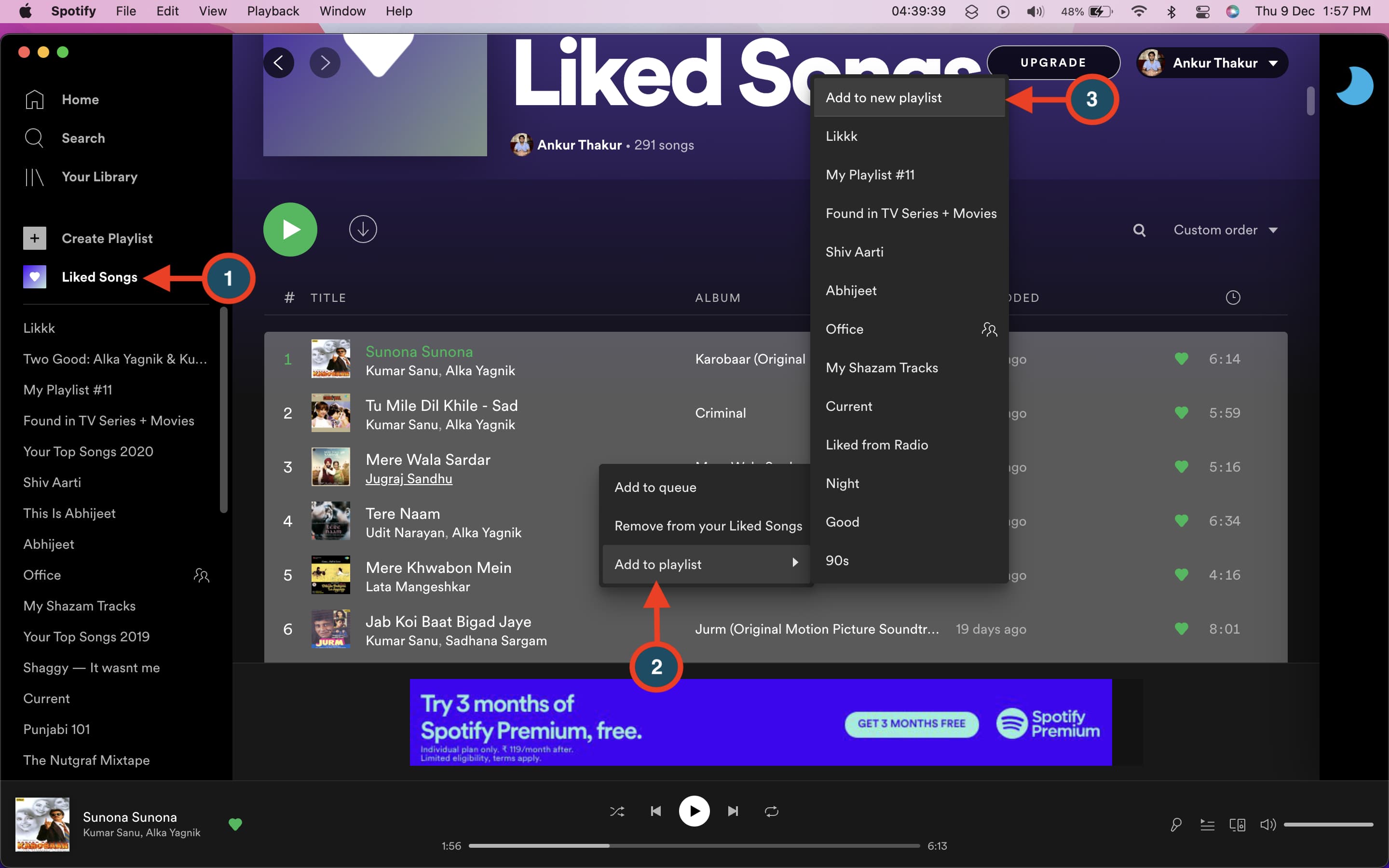 Passaggi per creare playlist di brani Spotify piaciuti
