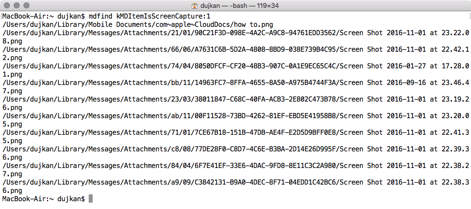 come trovare screenshot su mac con terminale