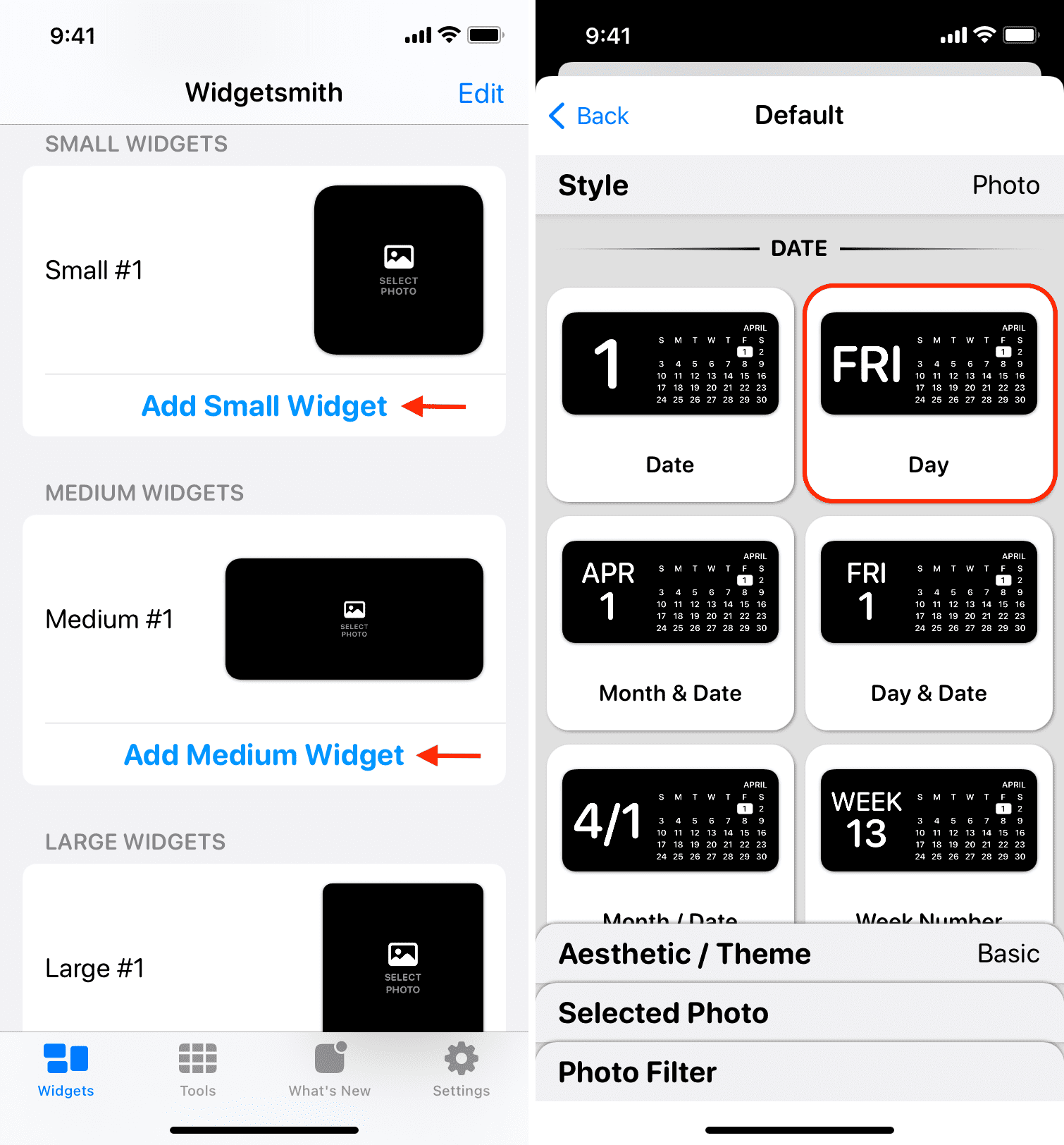 Scegli il widget Widgetsmith