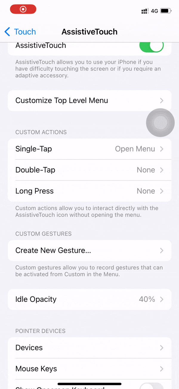 Una GIF che mostra come utilizzare i gesti AssistiveTouch su iPhone
