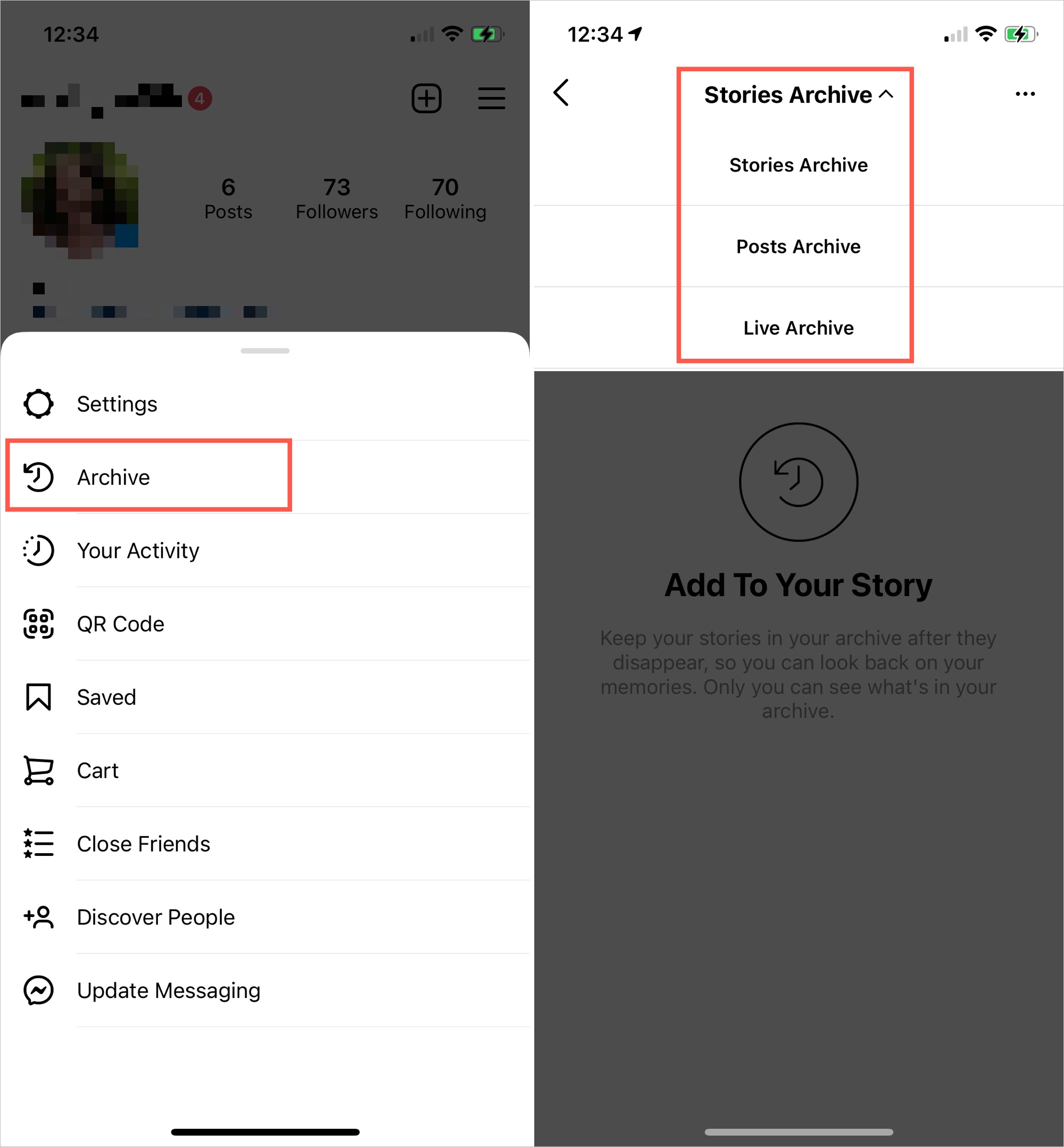 Accedi all'archivio di Instagram