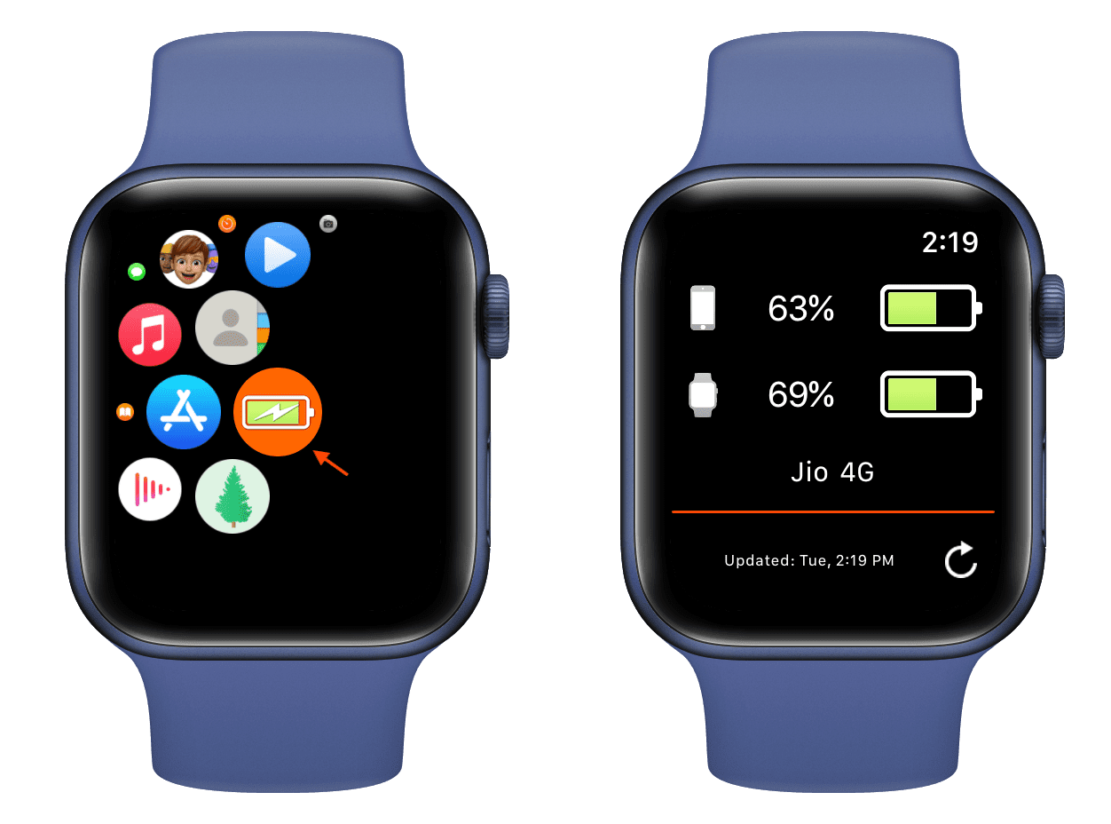 Vedi Batteria dell'iPhone su Apple Watch