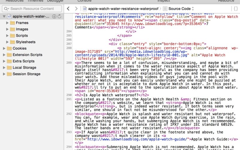 Come visualizzare il codice sorgente di una pagina Web in Safari