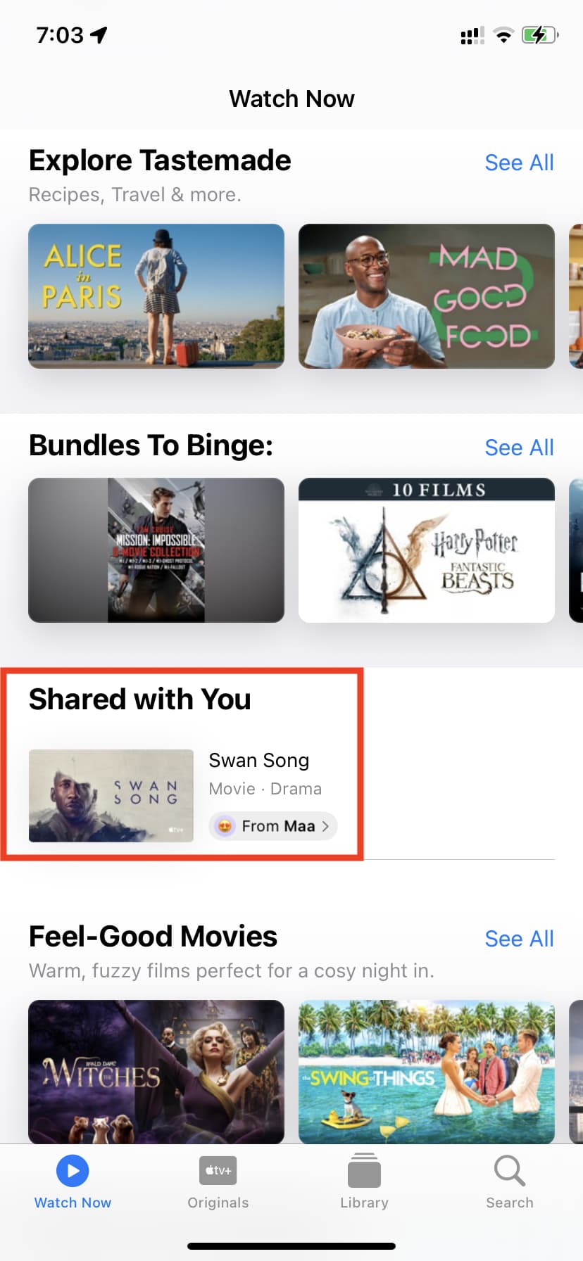 Condiviso con te nell'app Apple TV per iPhone