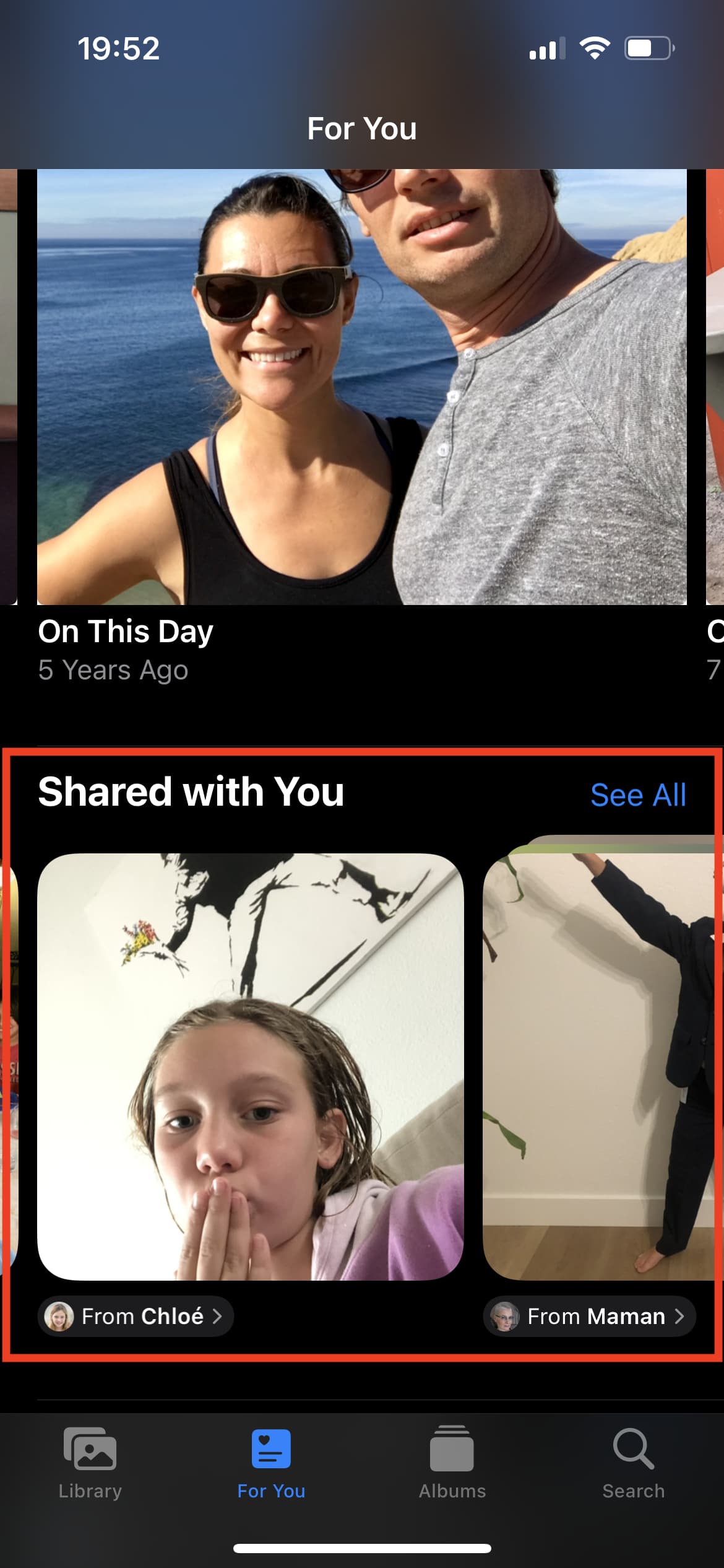 Condiviso con te nell'app Foto per iPhone