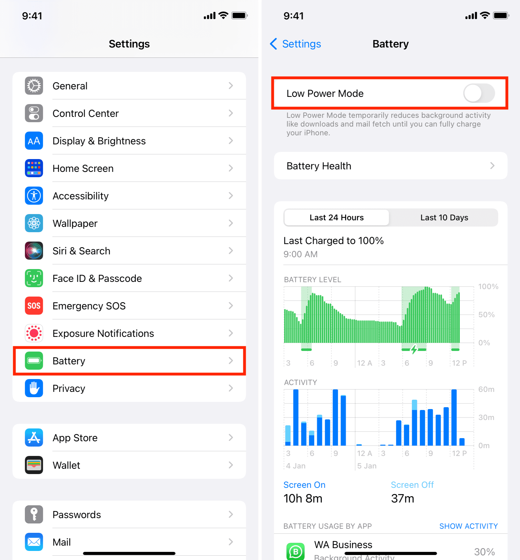 Disattiva l'iPhone in modalità risparmio energetico