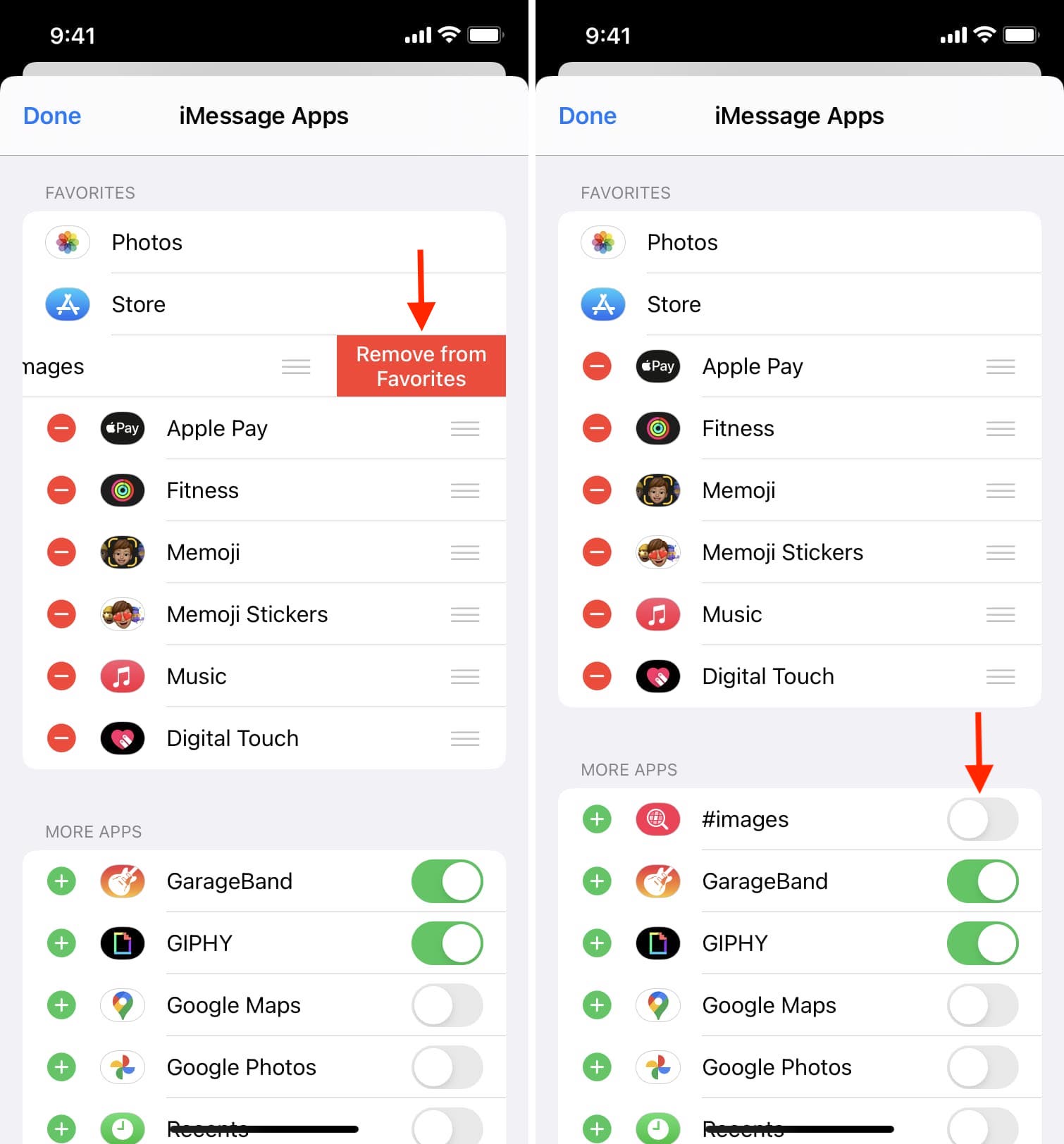 Disattiva l'app per le immagini di iMessage