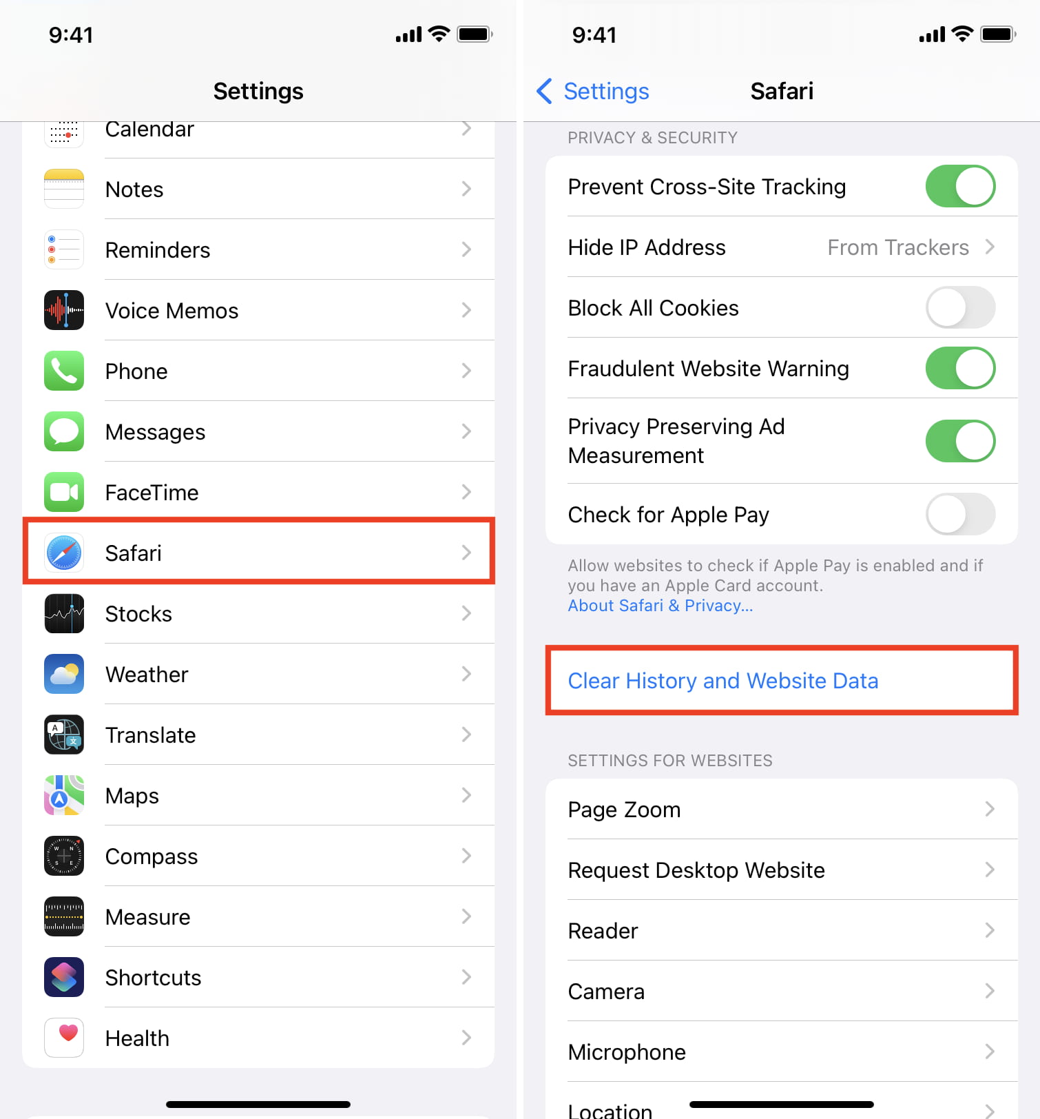 Cancella cronologia e dati dei siti Web per Safari su iPhone