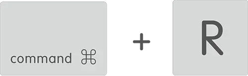 Un'immagine che mostra due tasti di una tastiera Mac: un tasto modificatore Comando e un "R" chiave