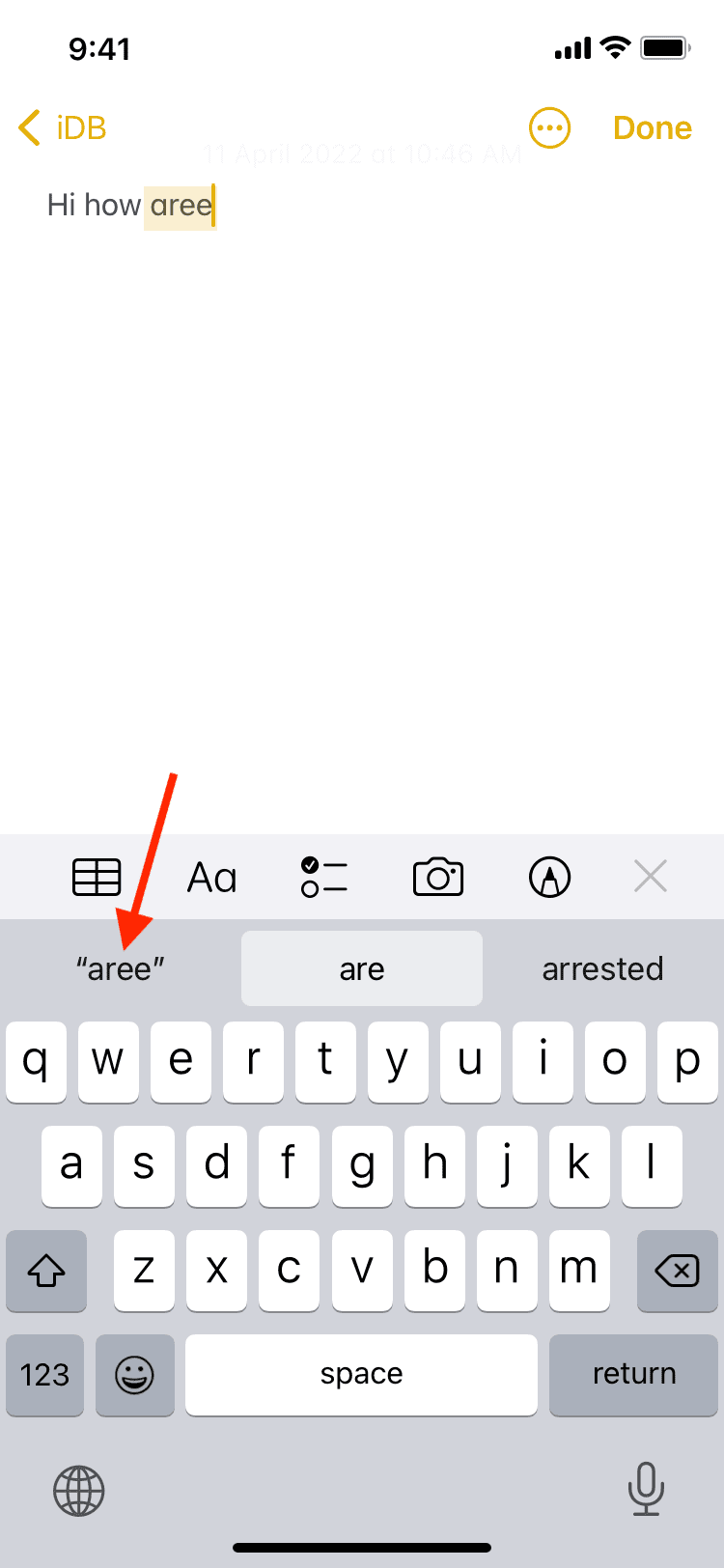 Interrompi la correzione automatica su iPhone