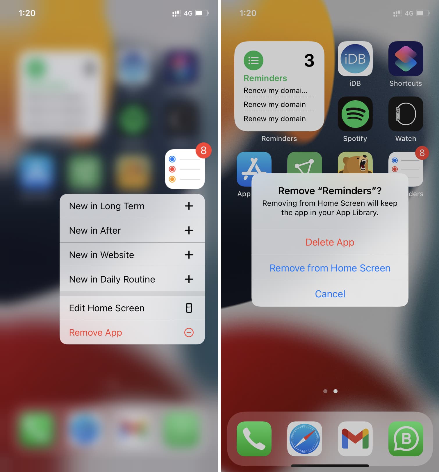 Elimina e reinstalla l'app Promemoria su iPhone