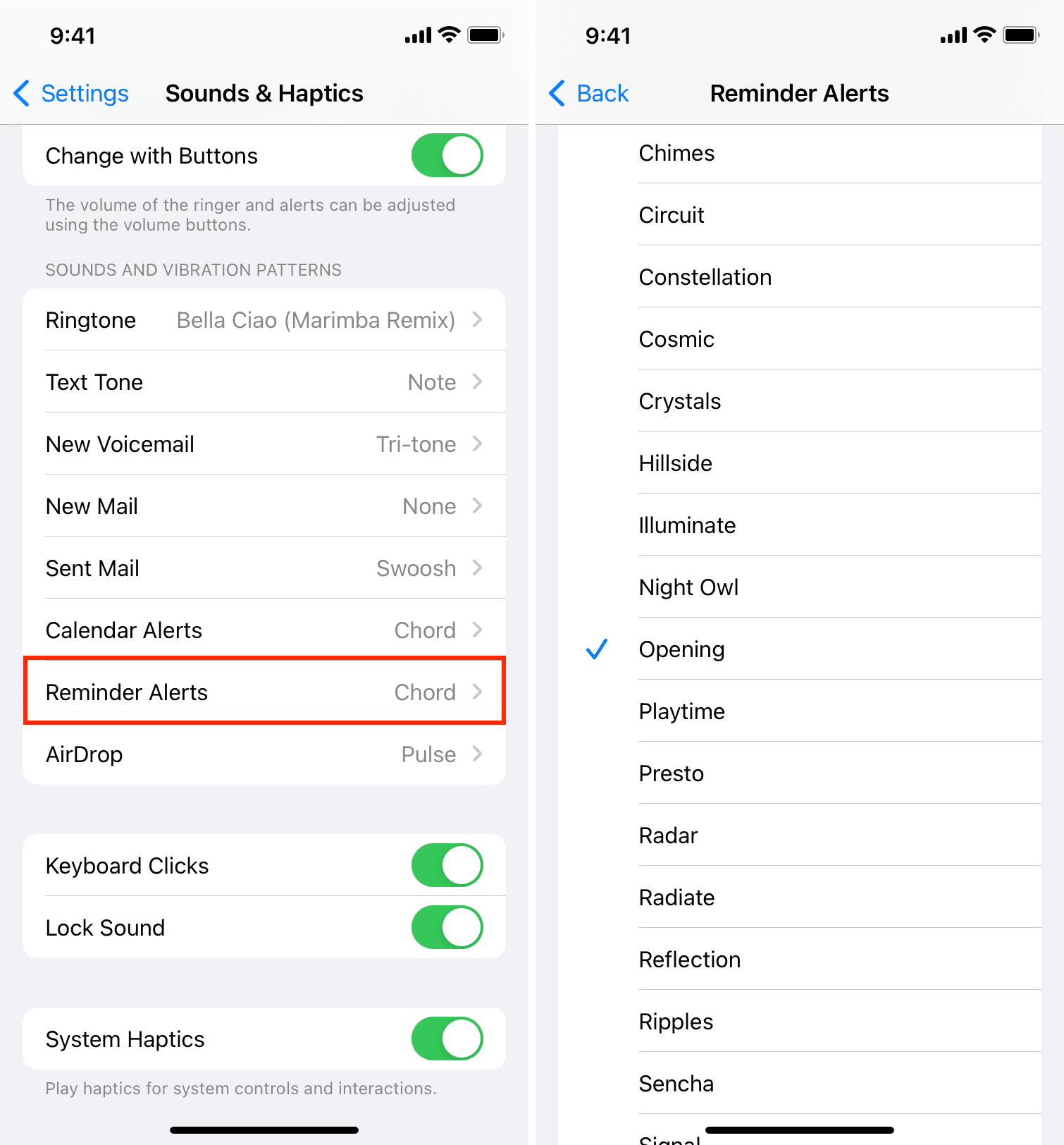 Imposta il suono degli avvisi di promemoria su iPhone