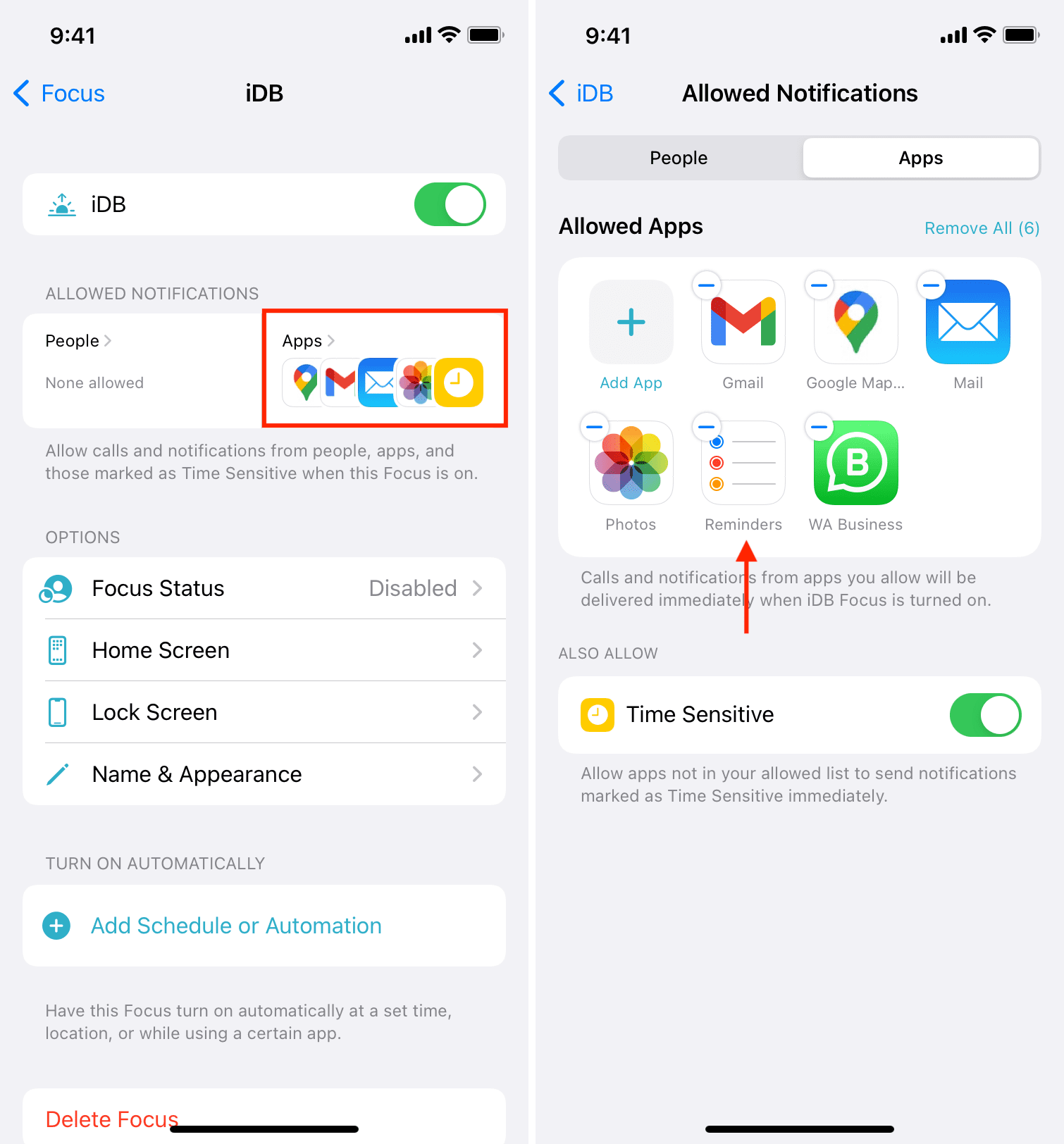 Promemoria esclusi da Focus su iPhone