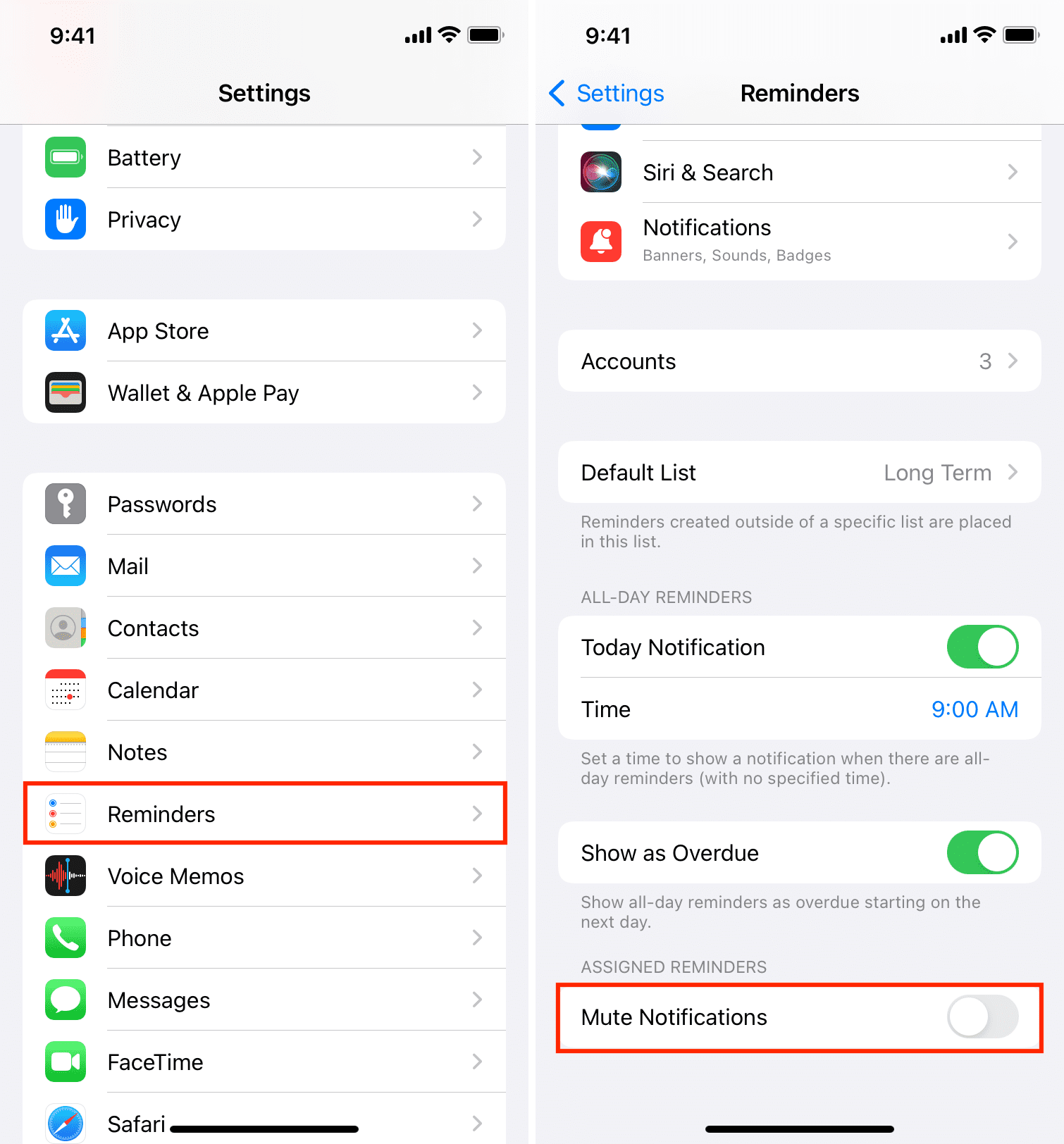 Notifiche promemoria assegnate su iPhone