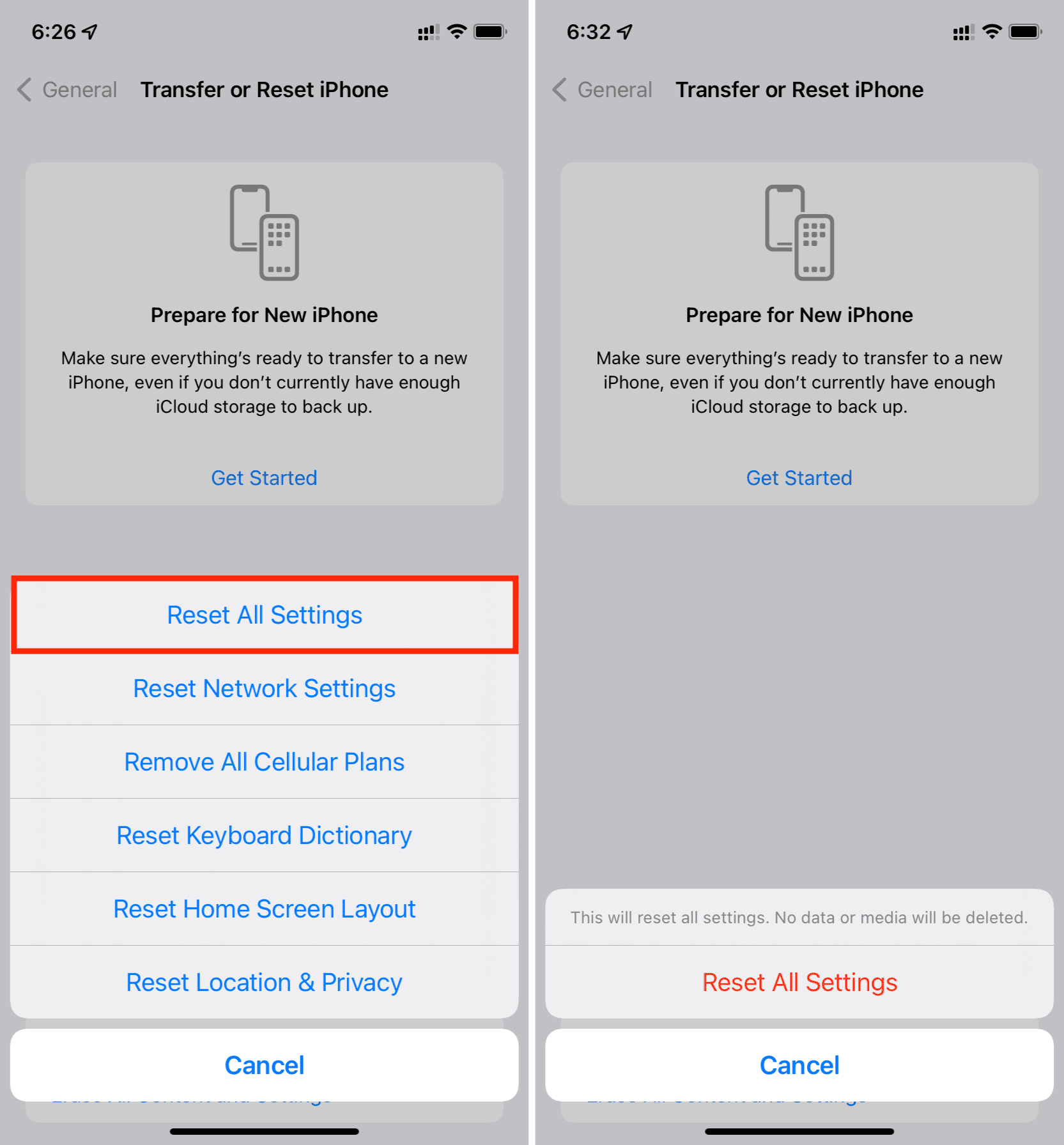 Ripristina tutte le impostazioni dell'iPhone