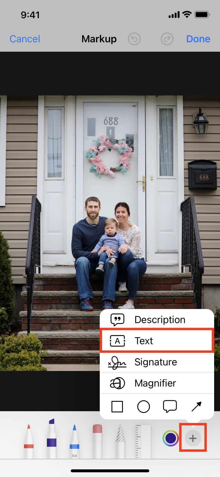 Scegli il testo per aggiungere emoji alla foto per nascondere la parte sensibile