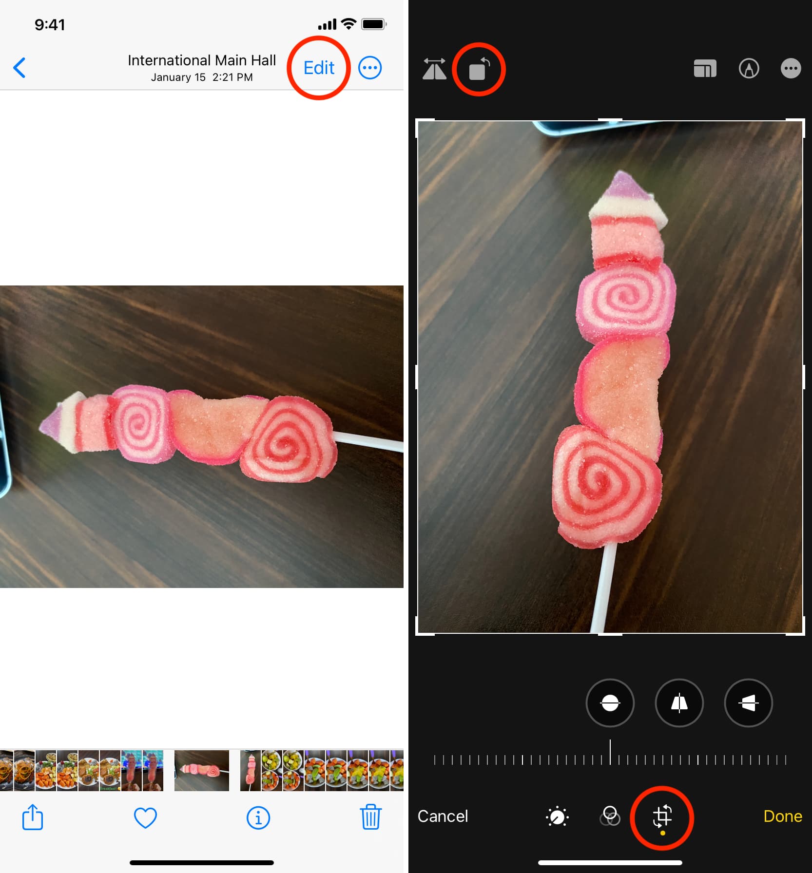 Ruota un'immagine nell'app Foto per iPhone