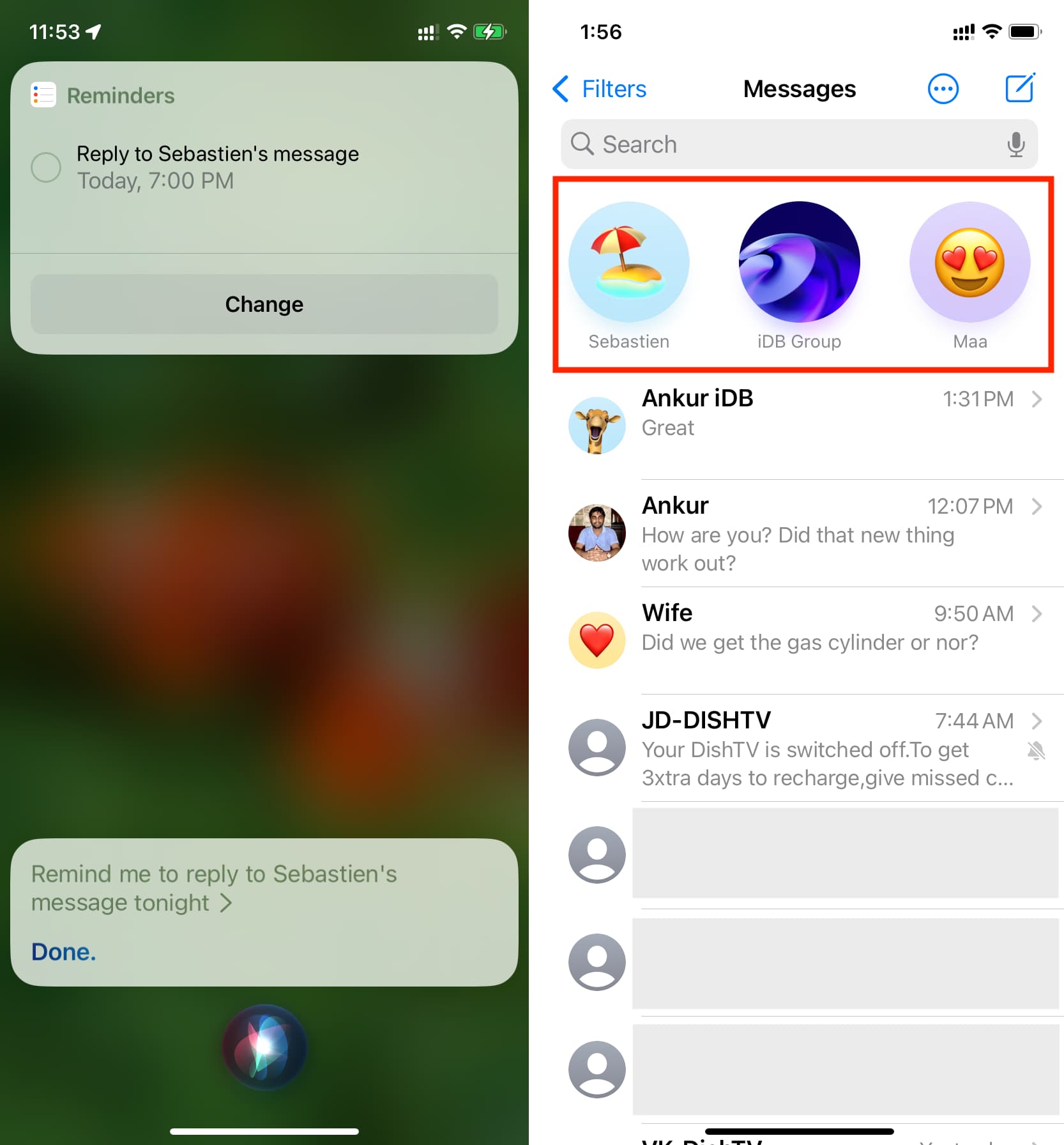 Altri modi per ricevere un promemoria relativo a un messaggio su iPhone