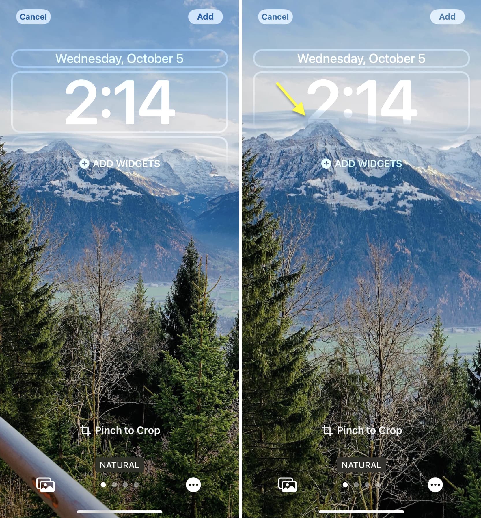 Riposiziona lo sfondo per ottenere un effetto multistrato che funzioni sulla schermata di blocco dell'iPhone