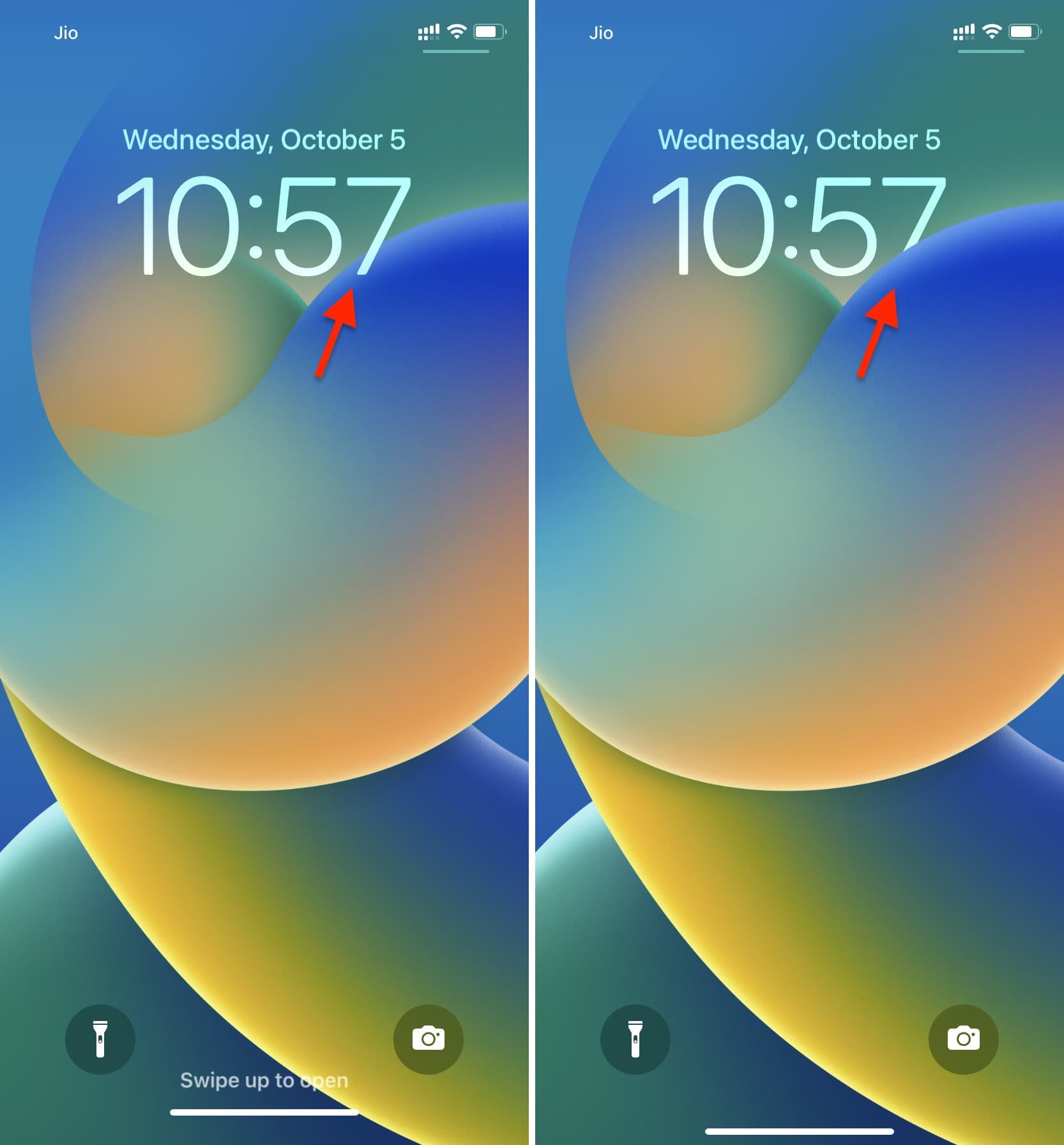 Schermata di blocco dell'iPhone senza effetto profondità e con effetto profondità
