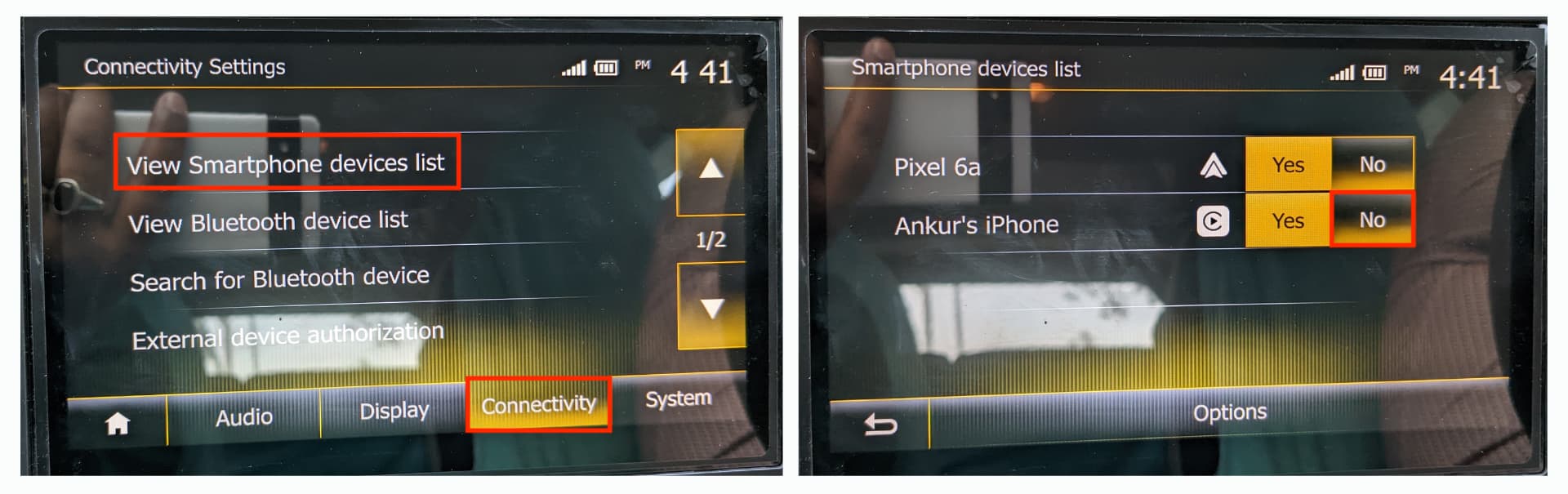 Disattiva CarPlay per un iPhone dalle impostazioni dell'auto