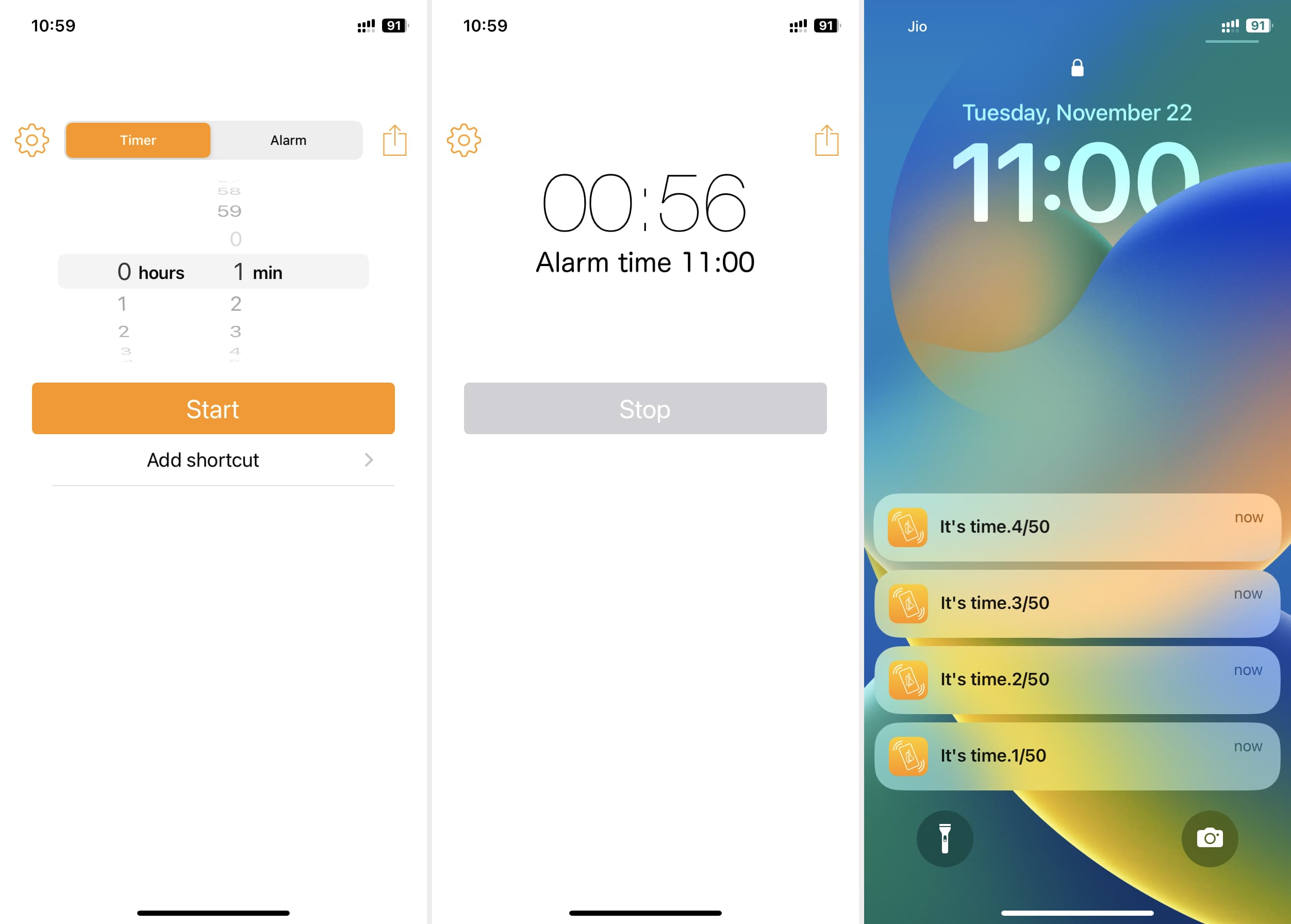 Timer con sola vibrazione su iPhone