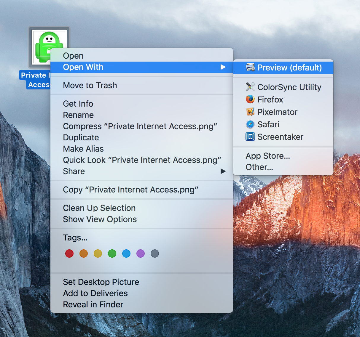 Apri l'immagine o l'icona di un'app in Anteprima sul Mac