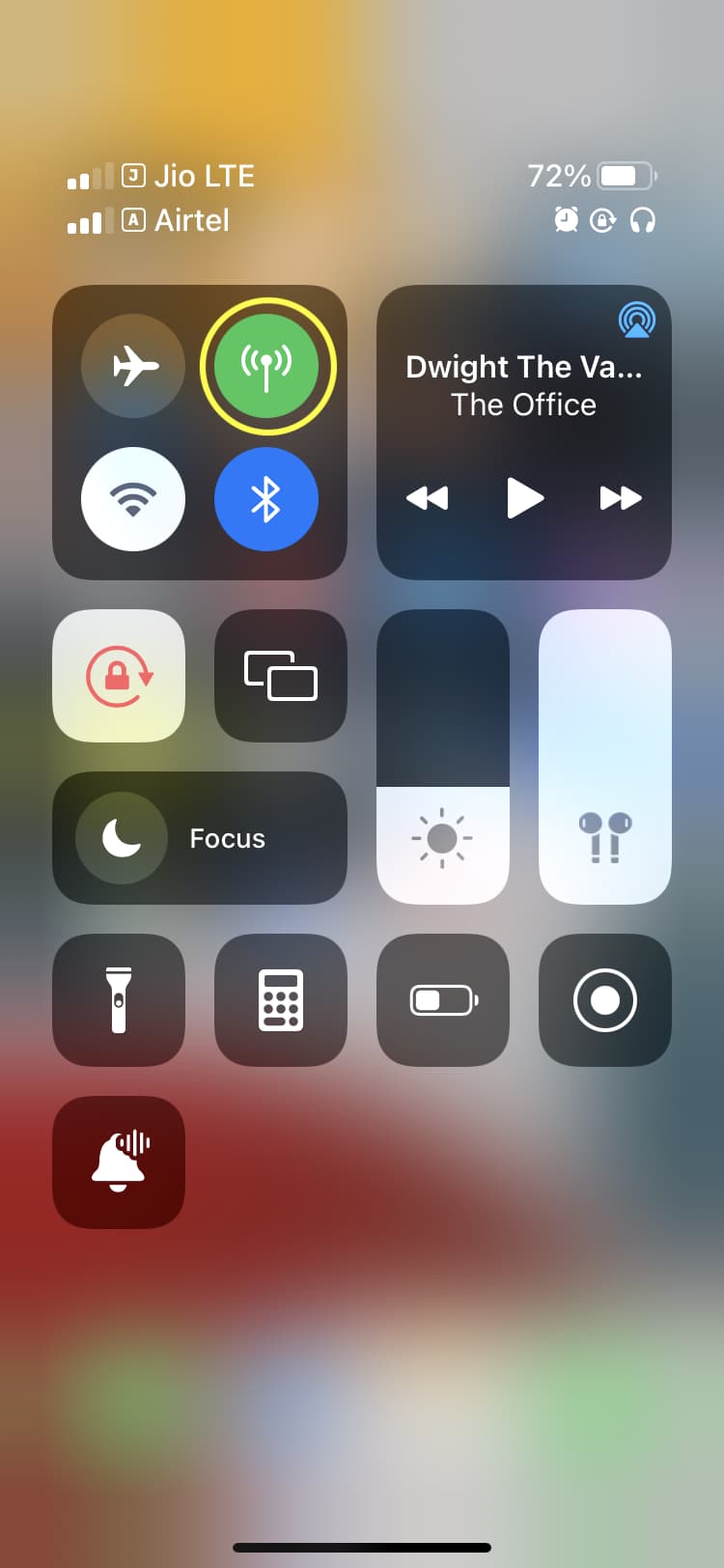 Icona cellulare nel Centro di controllo iPhone