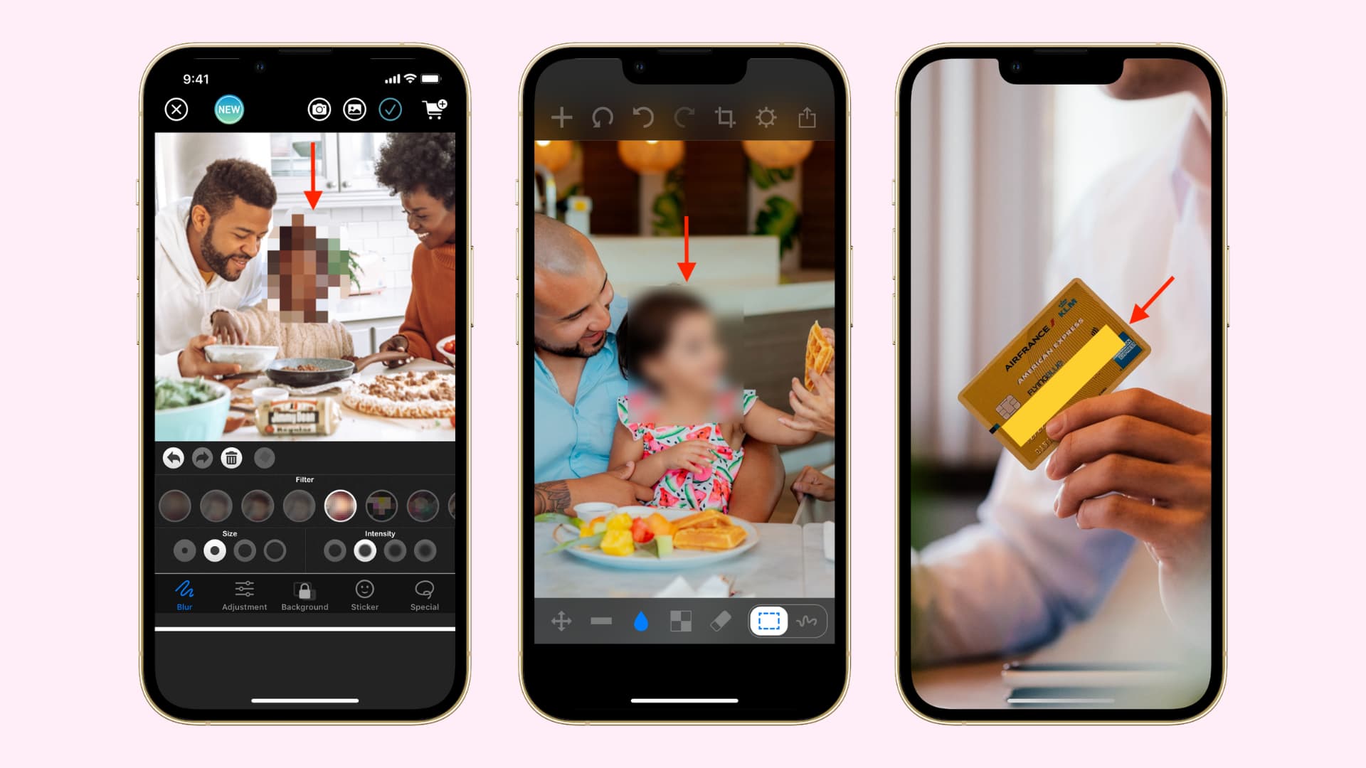 Sfoca, pixella e nascondi parti sensibili di un'immagine su iPhone