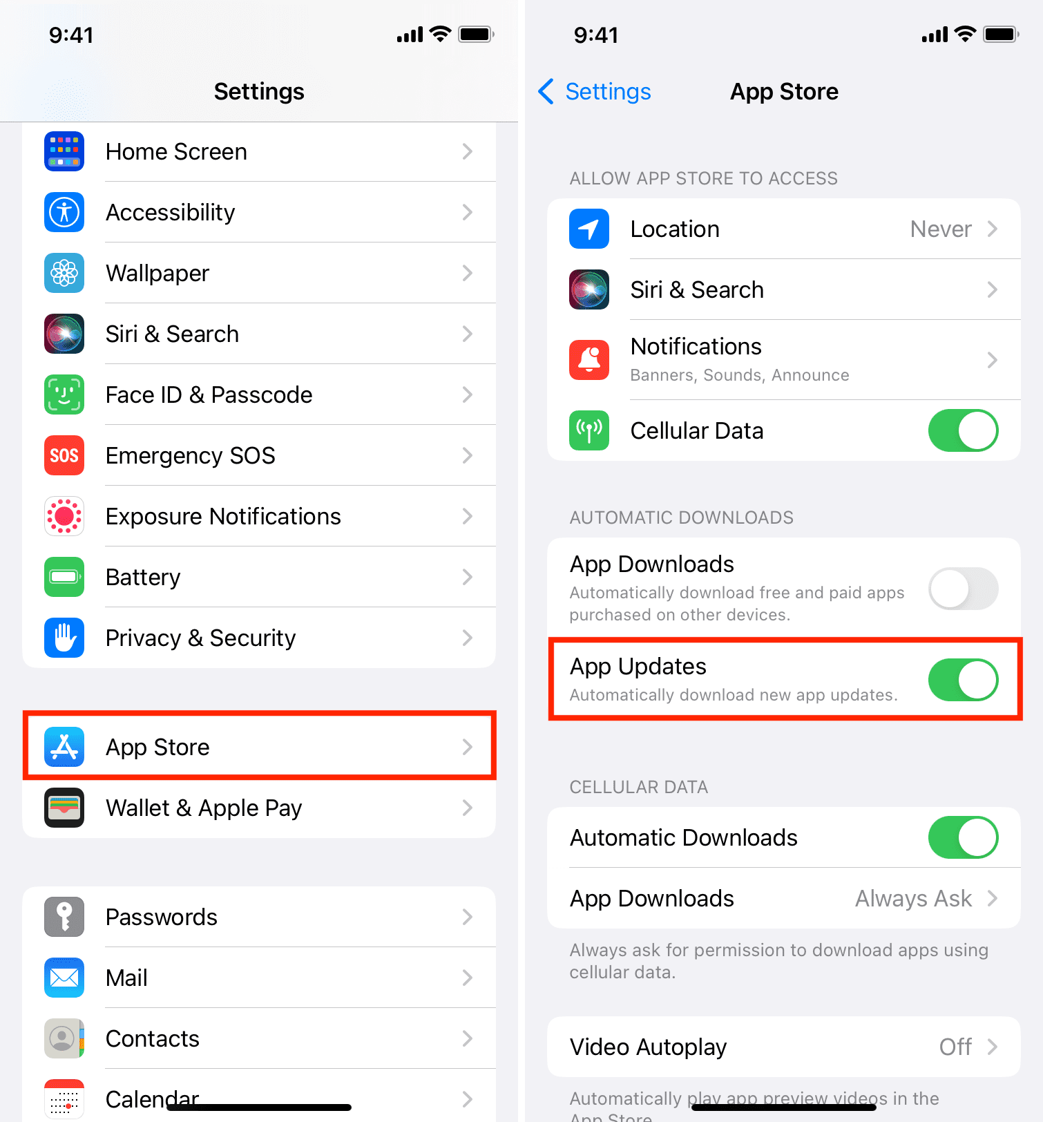 Scarica automaticamente i nuovi aggiornamenti delle app iPhone