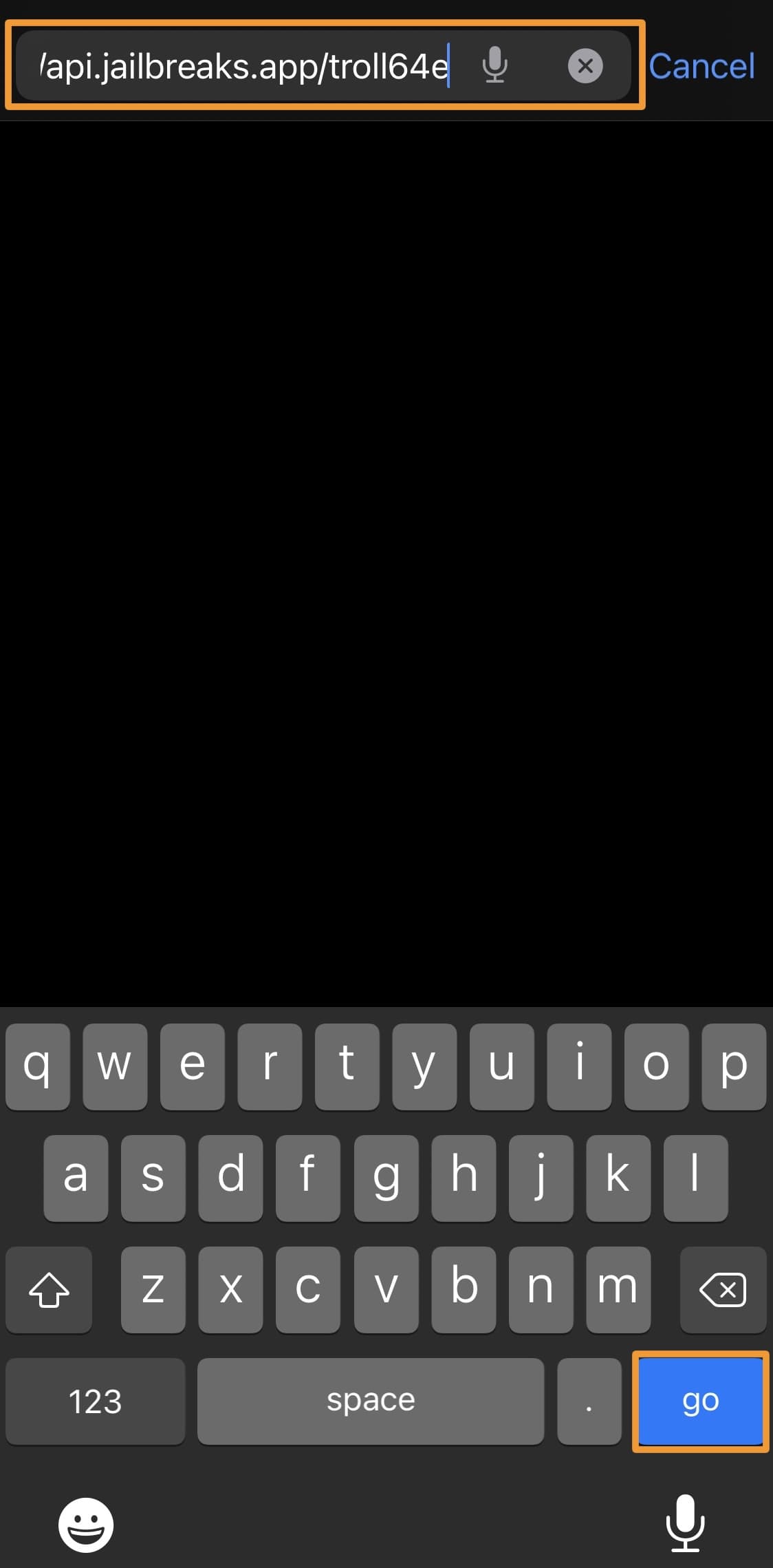 Inserisci l'URL e tocca 